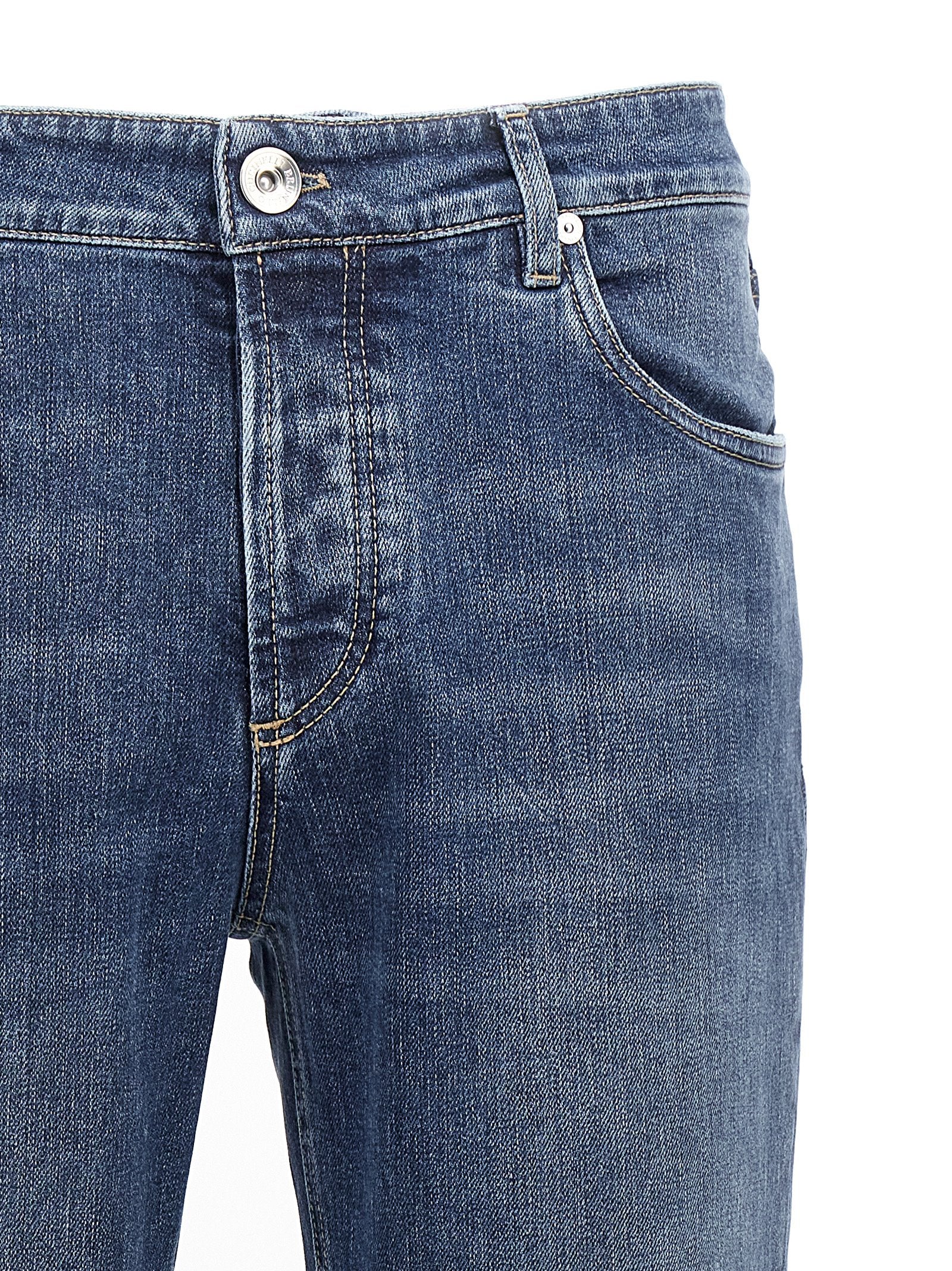 Brunello Cucinelli Blue Cotton Slim Fit Men's Jeans