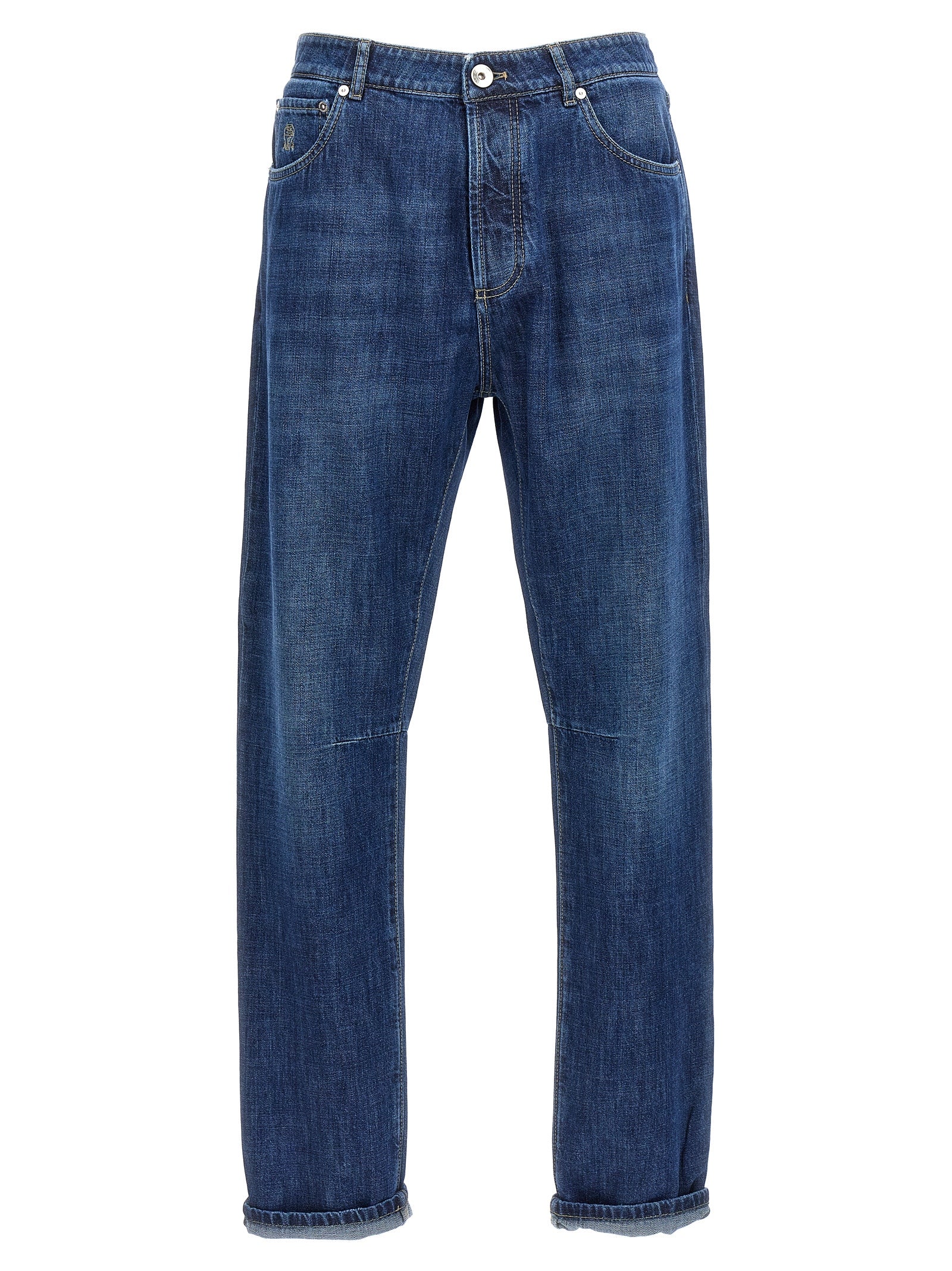Brunello Cucinelli Blue Cotton Relaxed Fit Men's Jeans