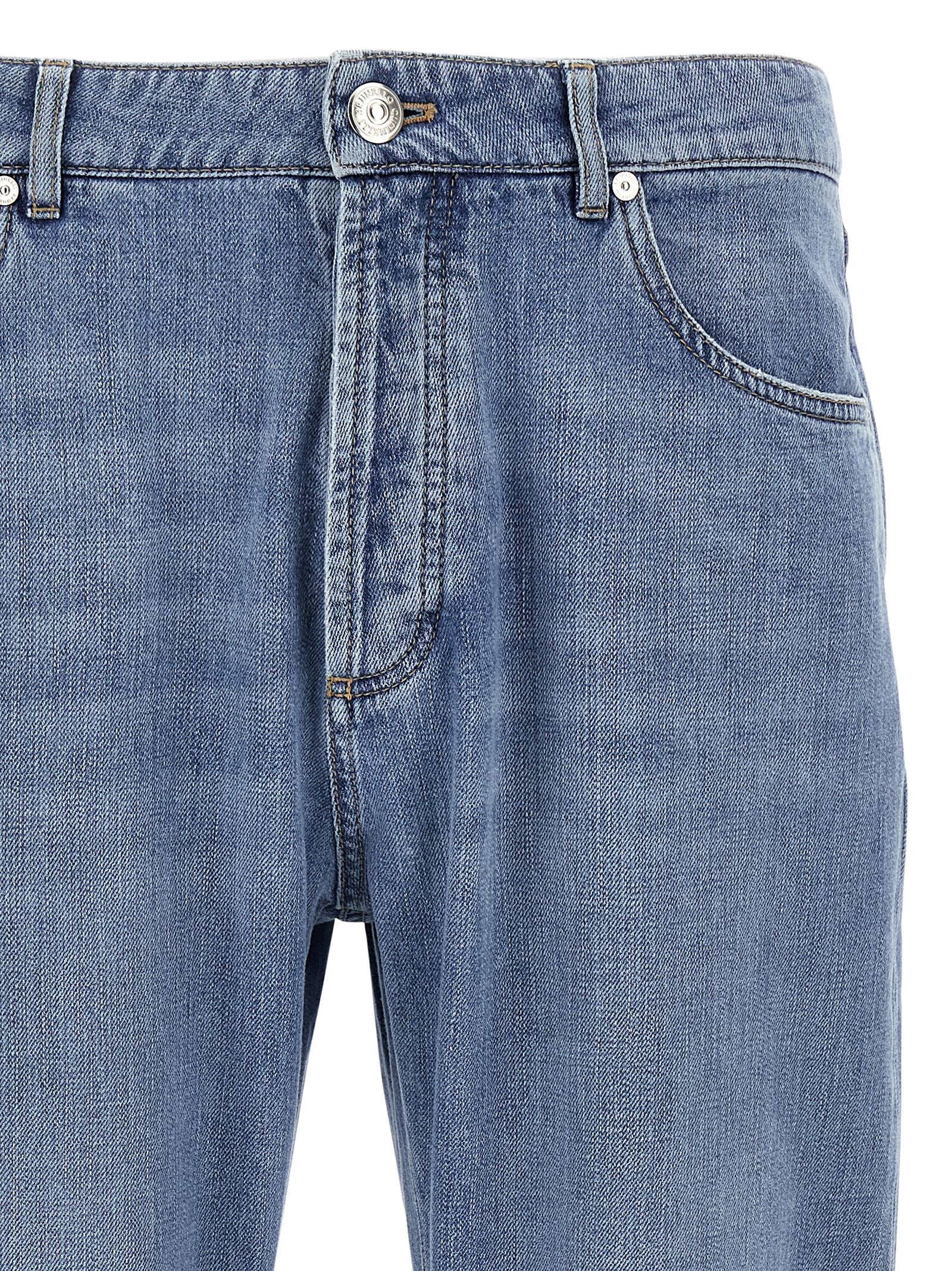 Brunello Cucinelli Blue Cotton Straight-Leg Men's Jeans