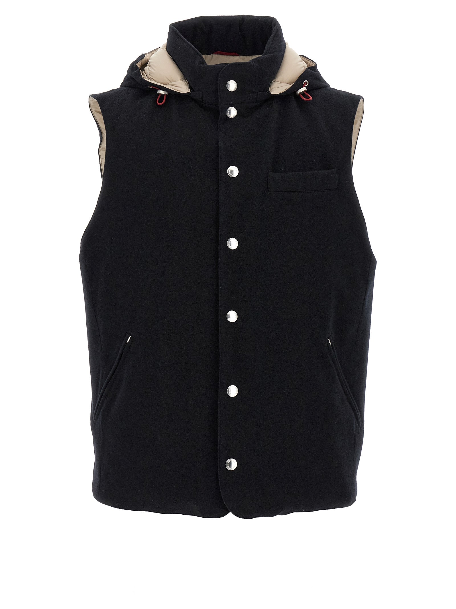 Brunello Cucinelli Black Wool Sleeveless Men's Jacket
