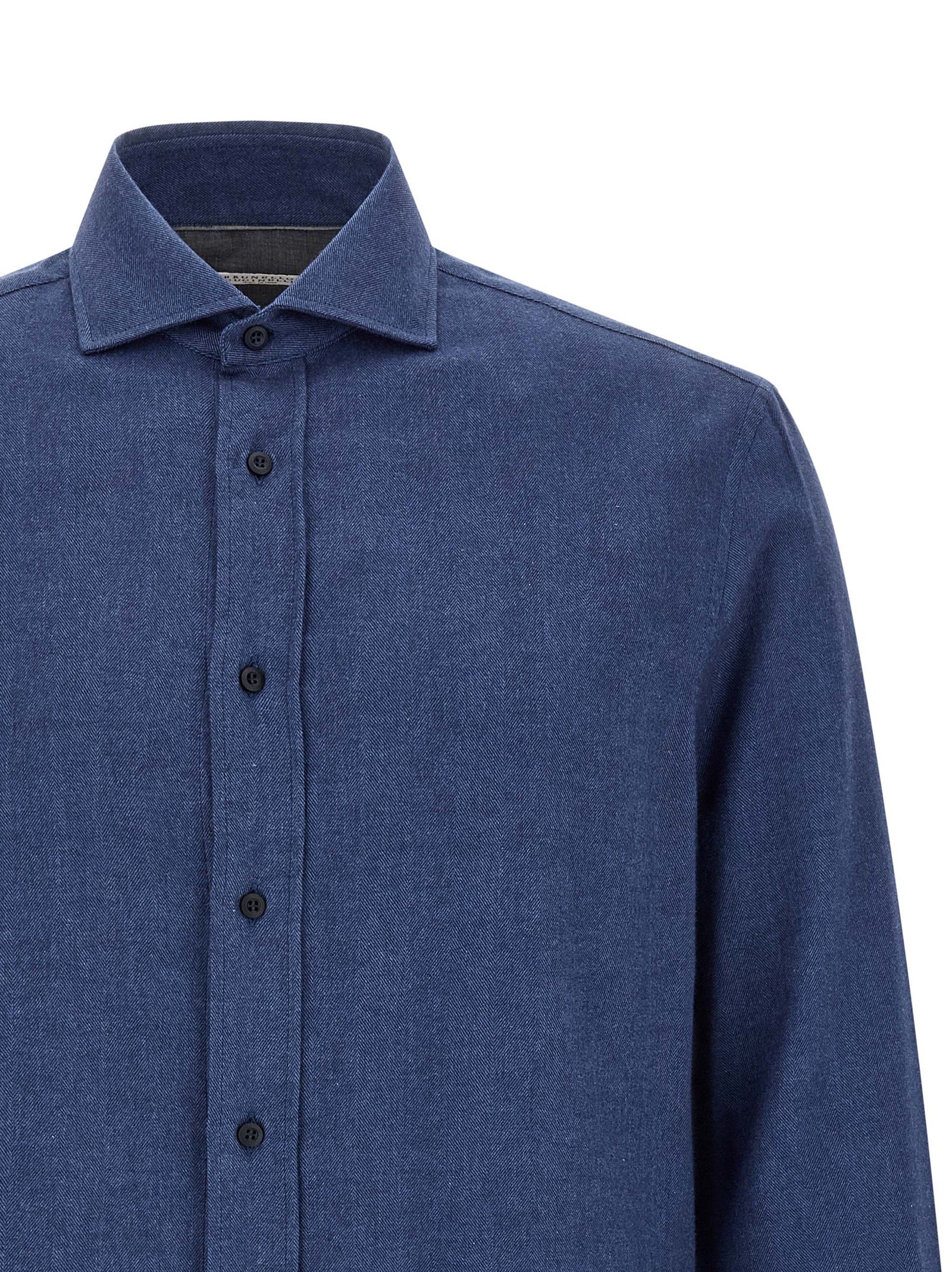Brunello Cucinelli Blue Cotton Men's Blouse
