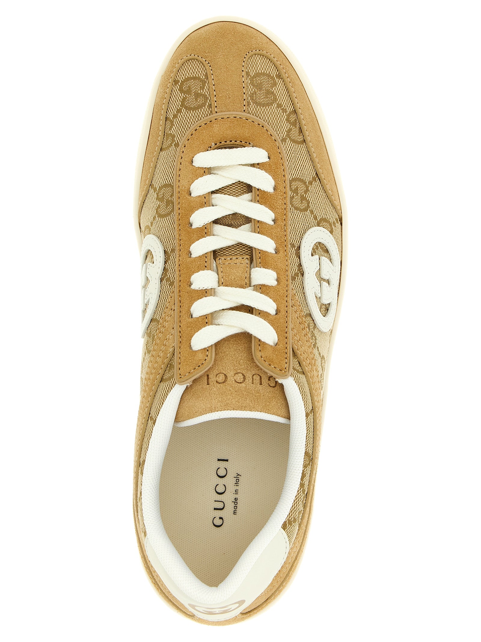 Gucci Beige Calfskin Low Top Women's Sneakers
