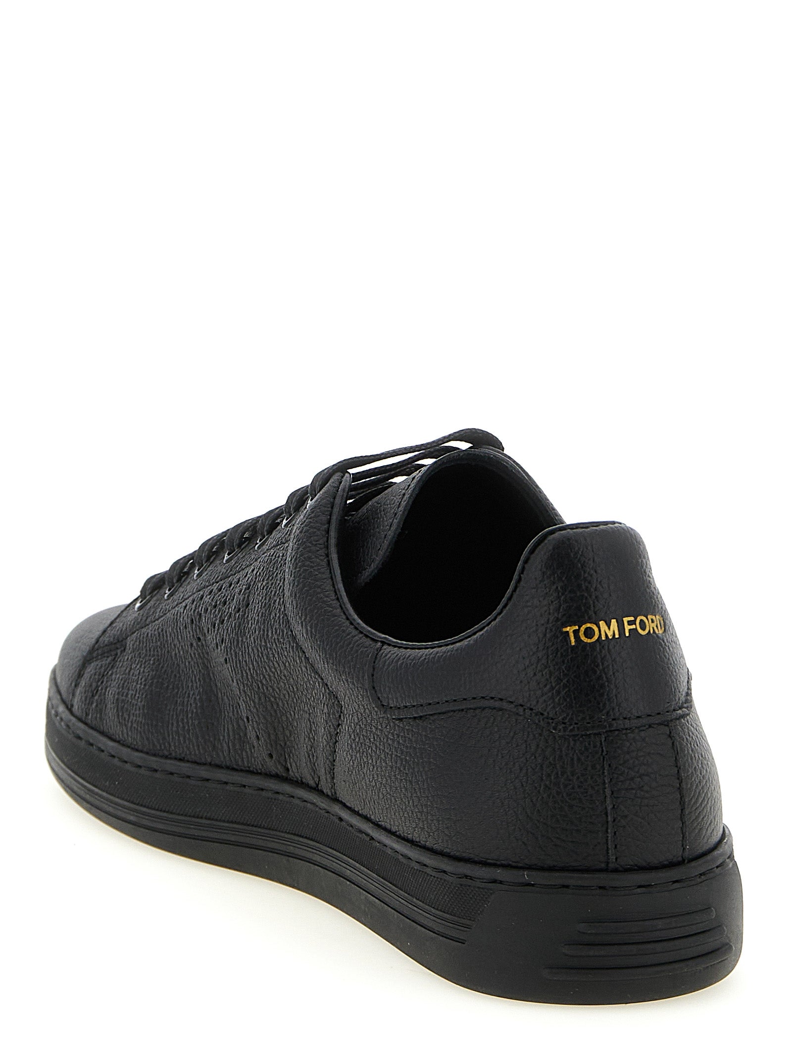Tom Ford Black Leather Low Top Men's Sneakers