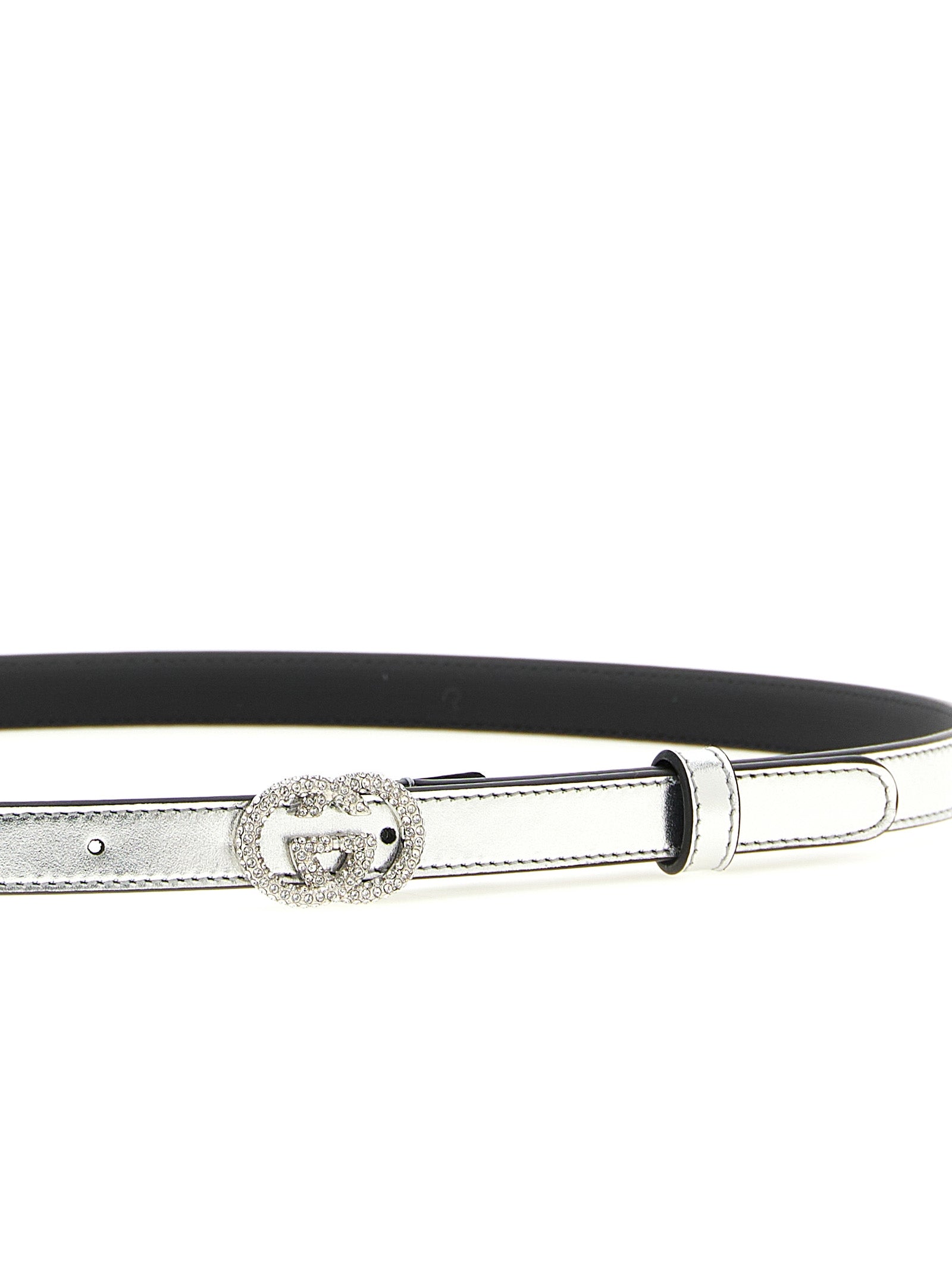 Gucci Silver Calfskin Thin Women's Belt