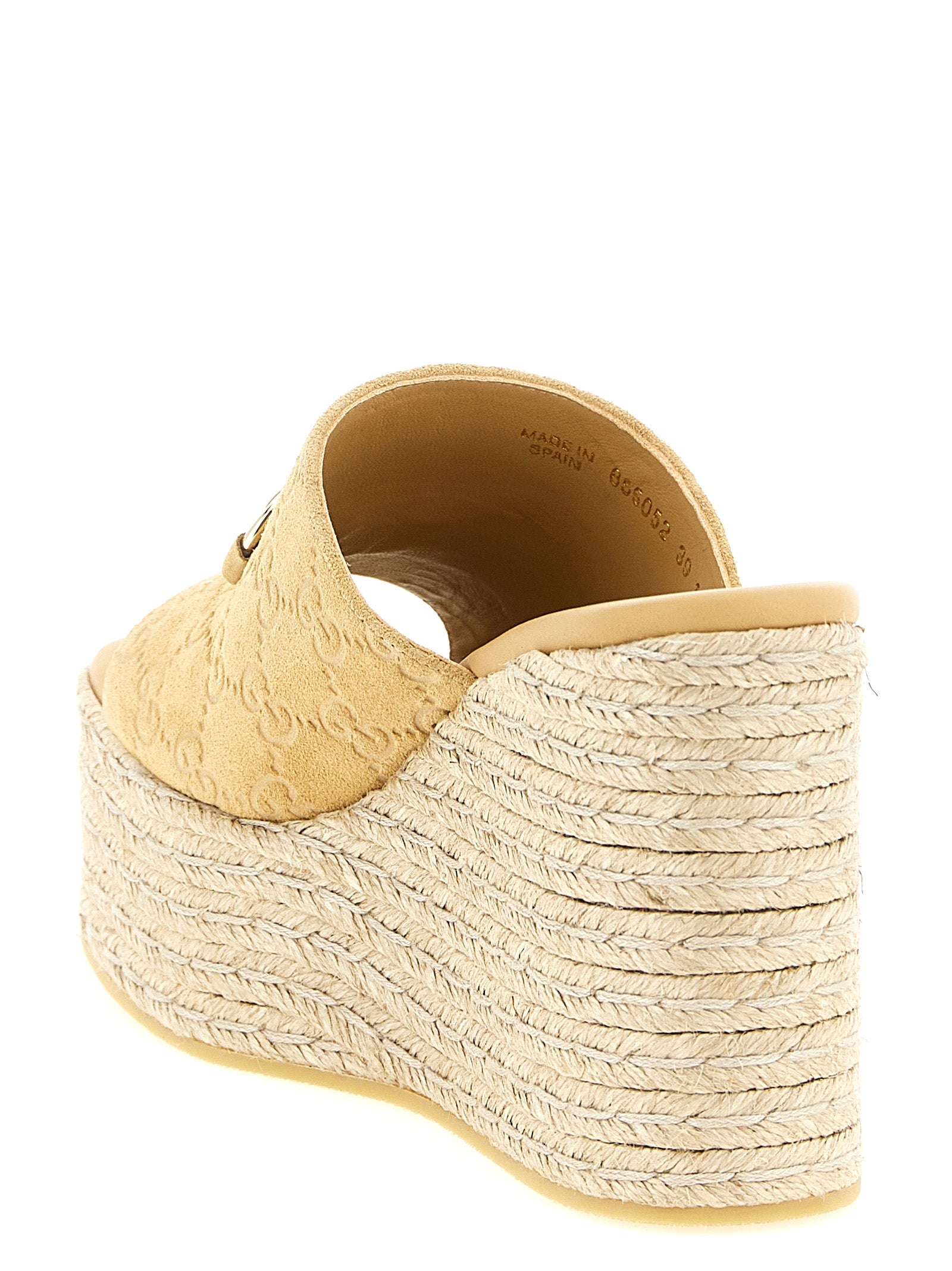Gucci Beige Calfskin Wedge Women's Sandals