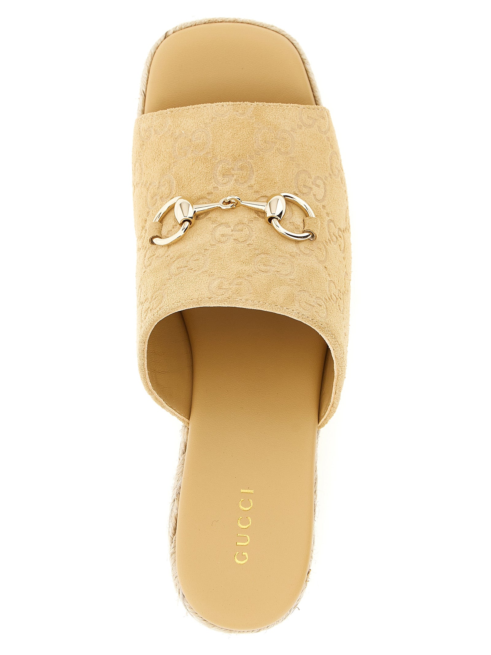 Gucci Beige Calfskin Wedge Women's Sandals