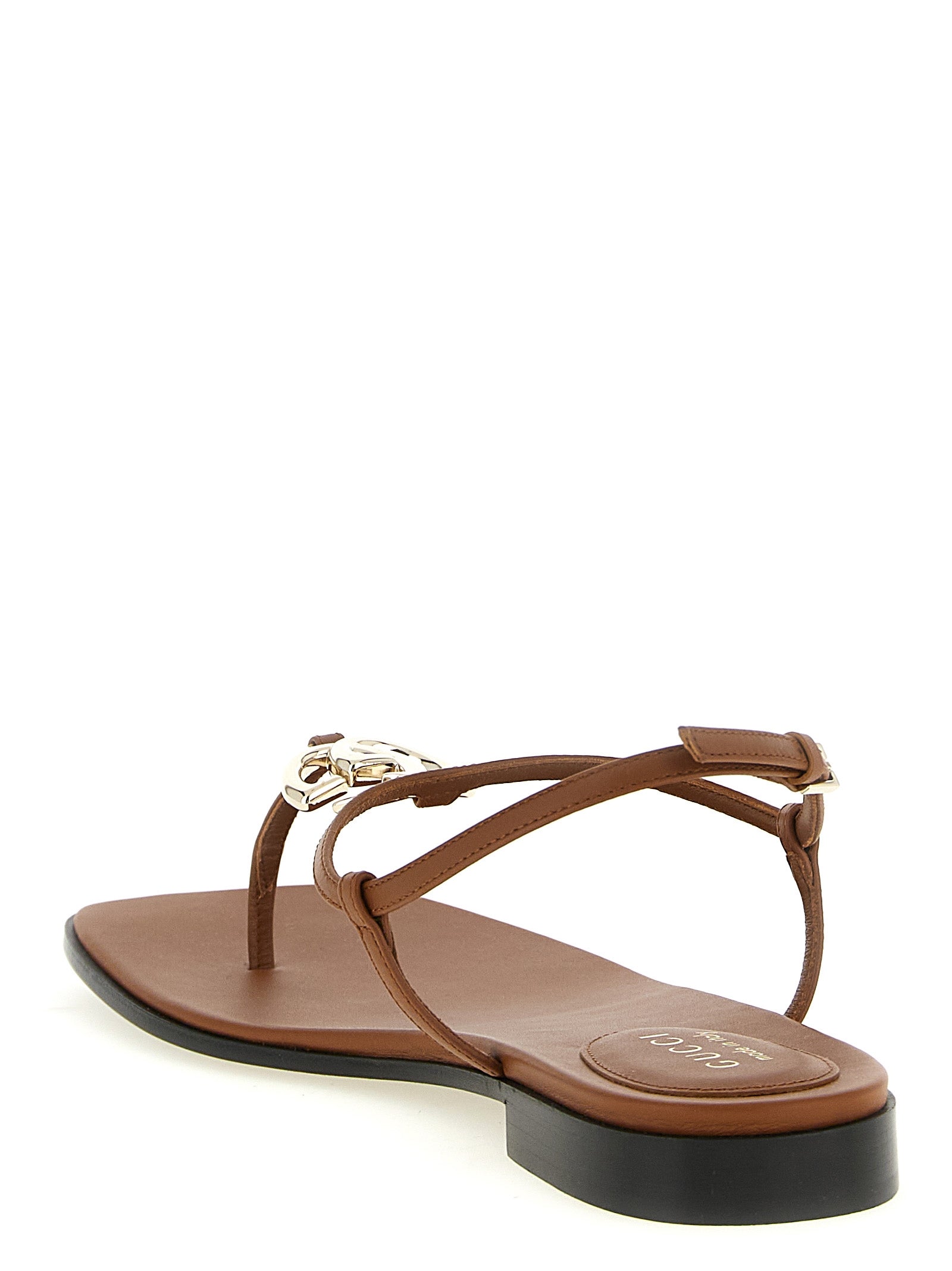 Gucci Brown Calfskin Flat Women's Sandals