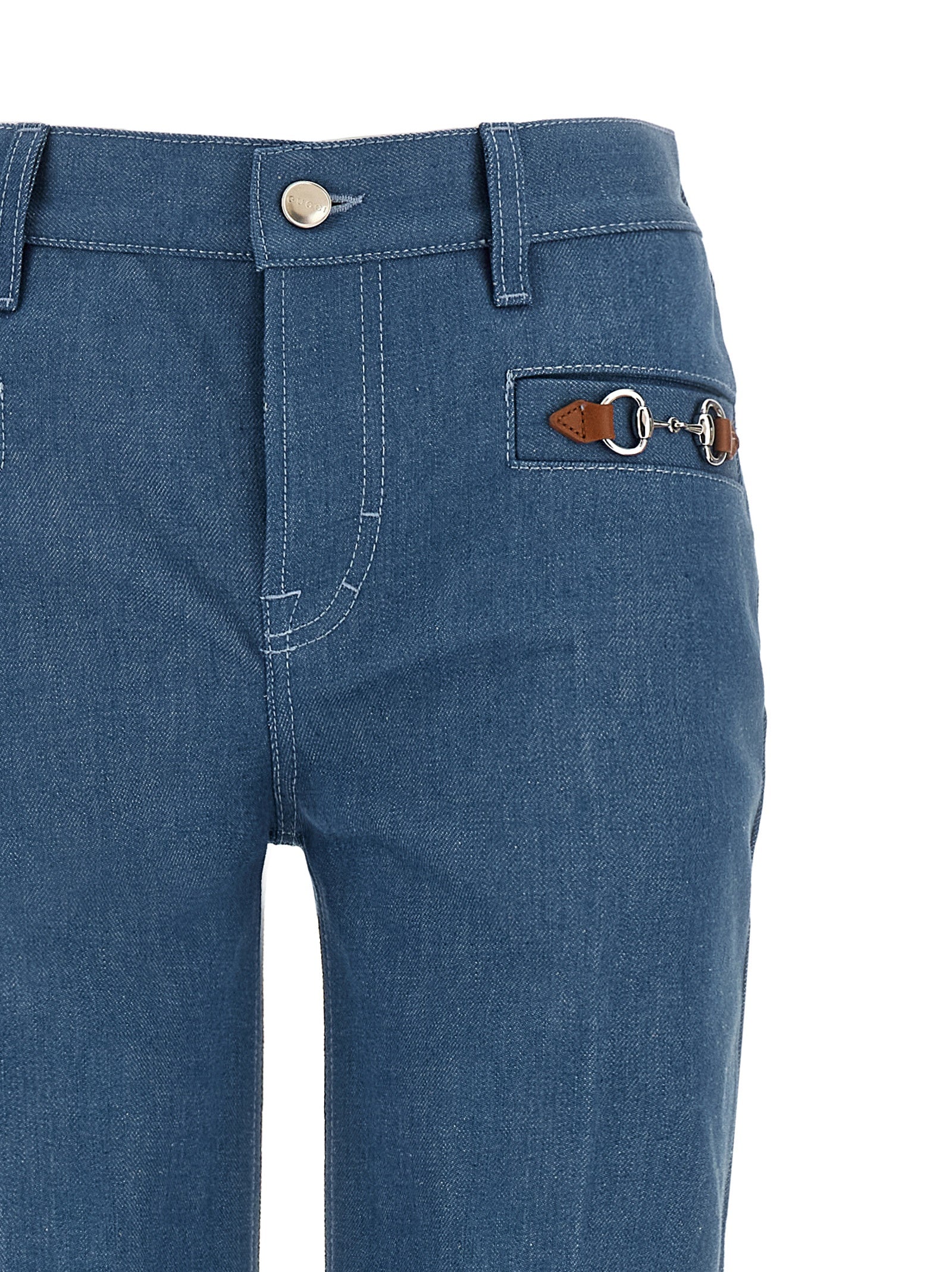 Gucci Blue Cotton Straight-Leg Women's Jeans