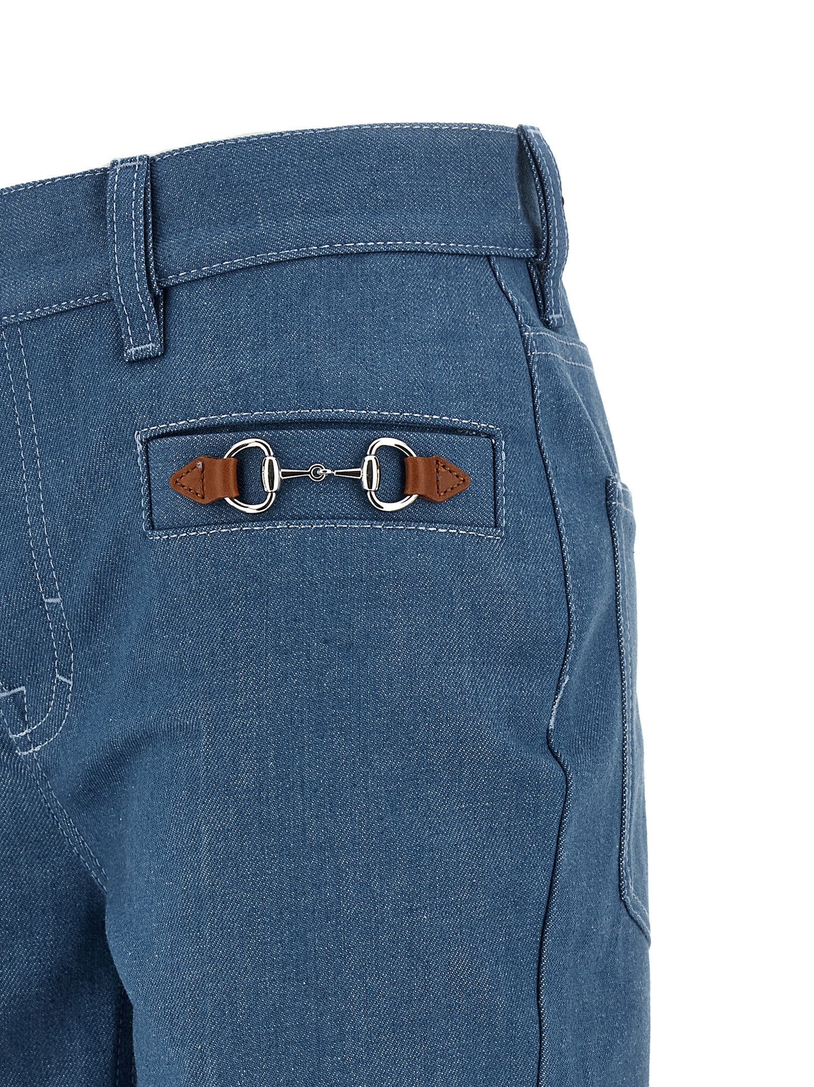 Gucci Blue Cotton Straight-Leg Women's Jeans