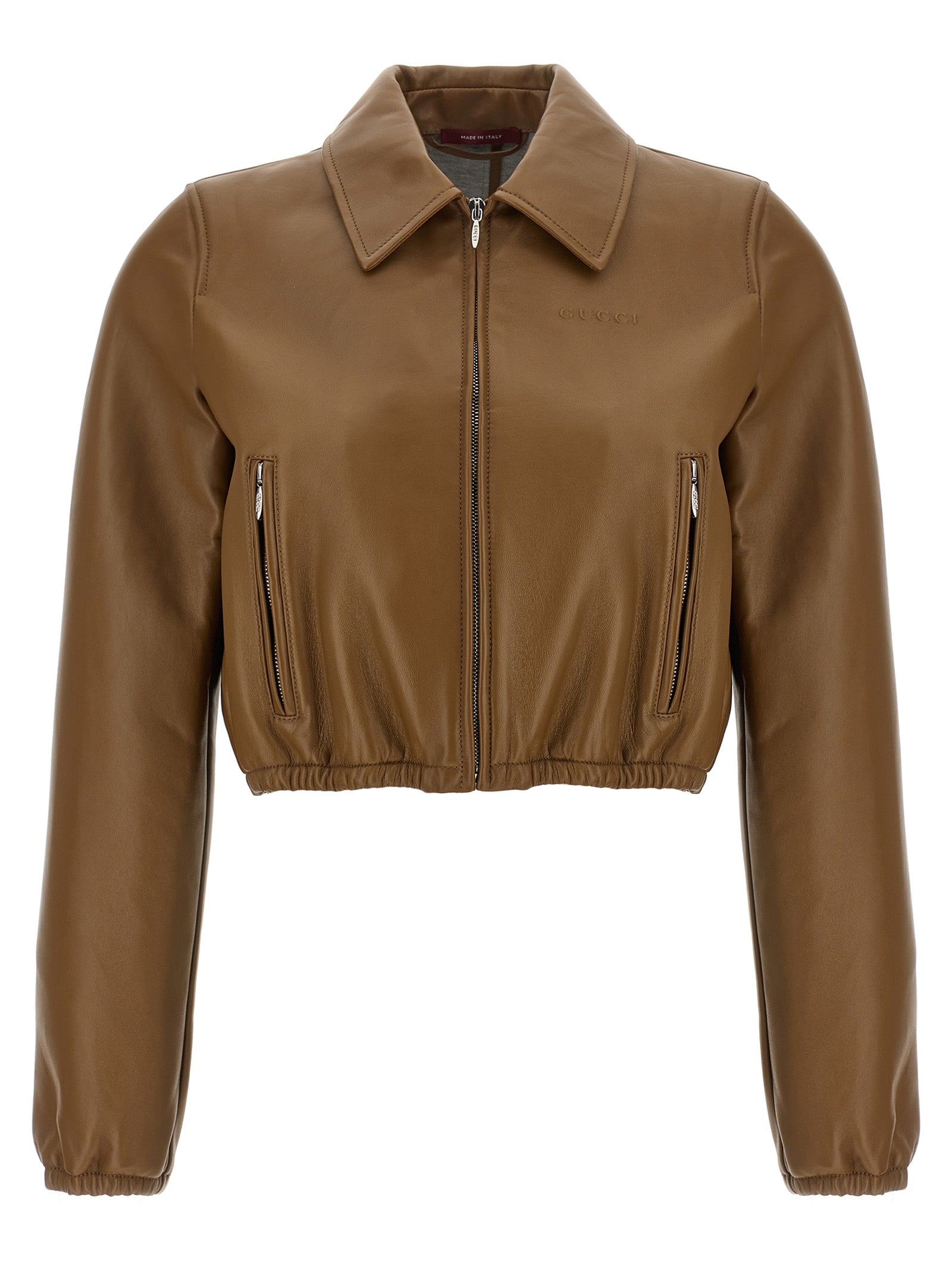 Gucci Beige Lamb Leather Leather Women's Jacket