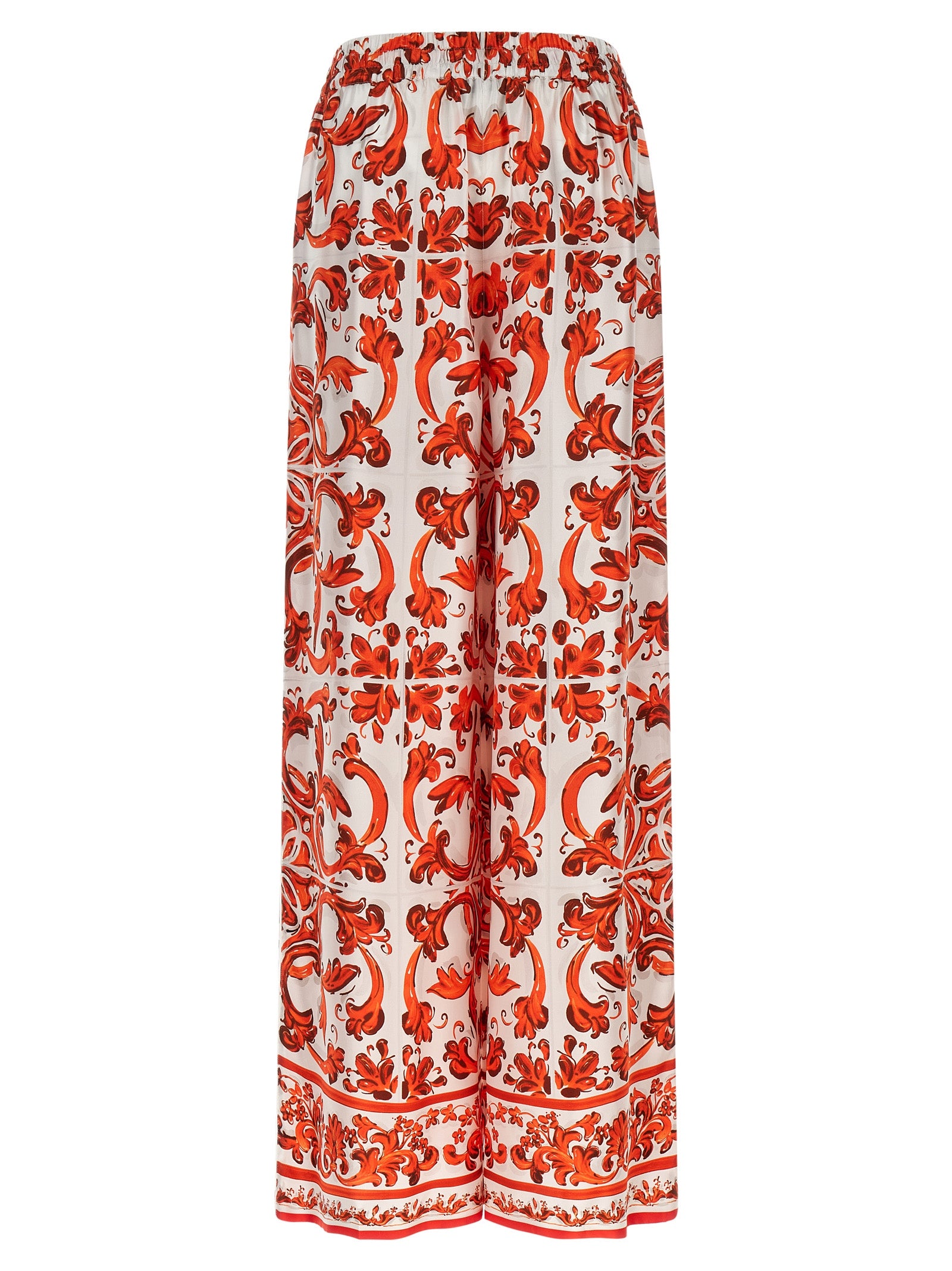 Dolce & Gabbana Orange Silk Flared Women's Pants