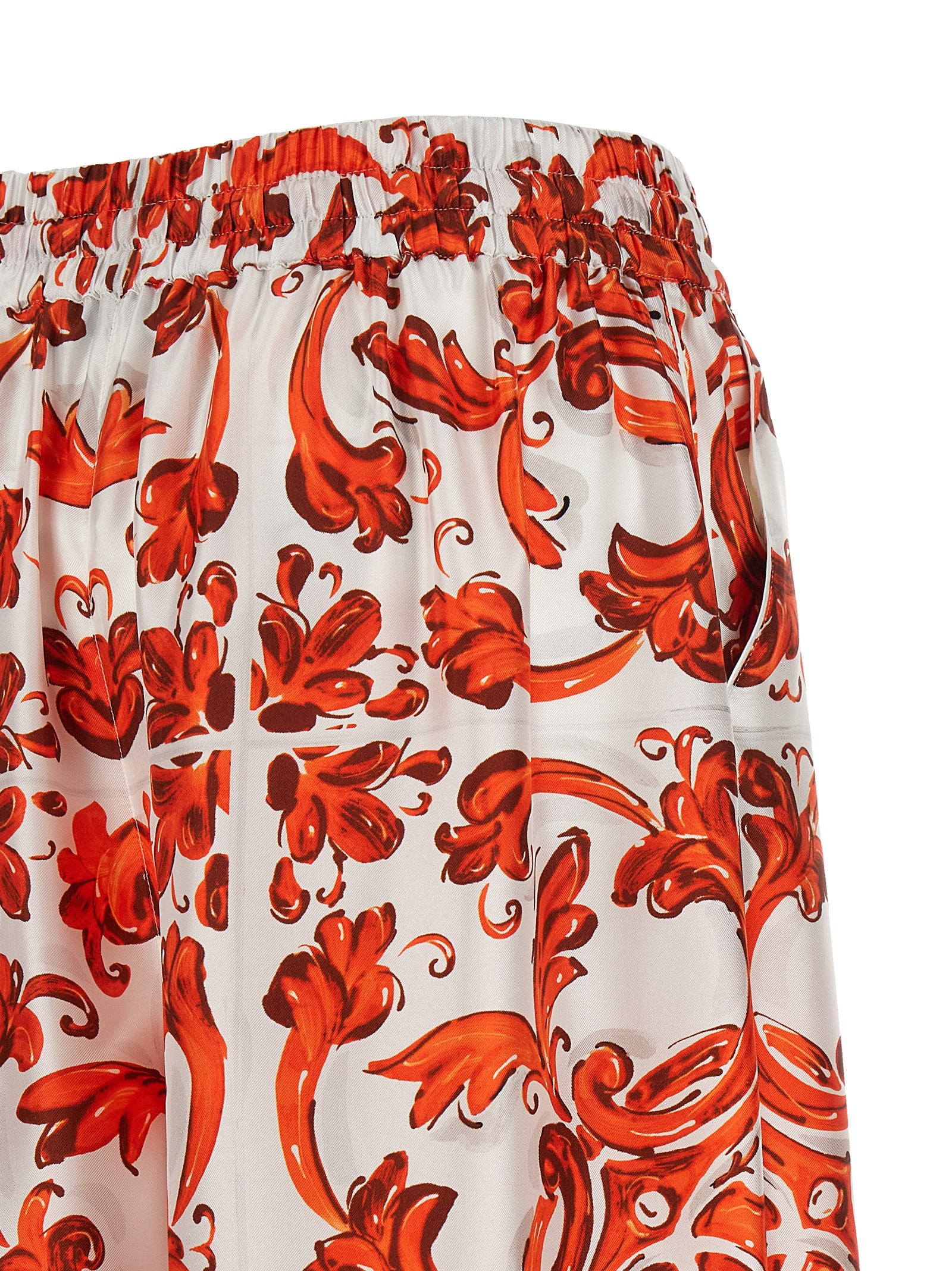 Dolce & Gabbana Orange Silk Flared Women's Pants