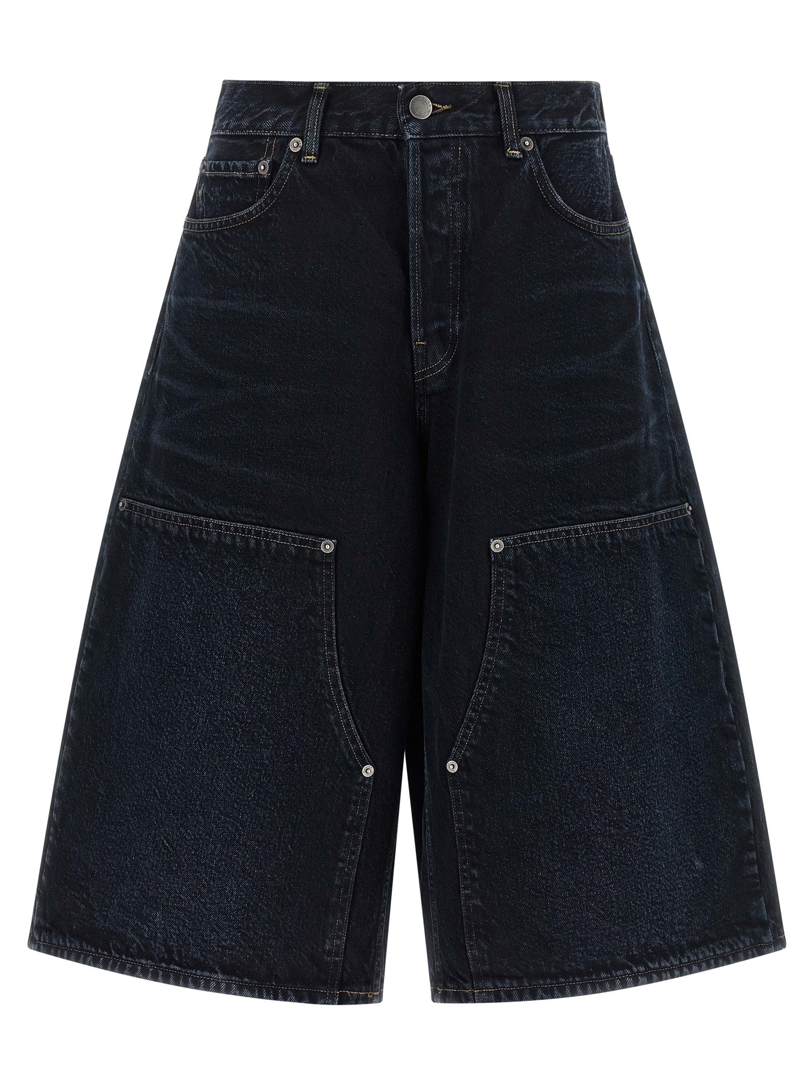 Haikure Blue Cotton Bermuda Women's Shorts