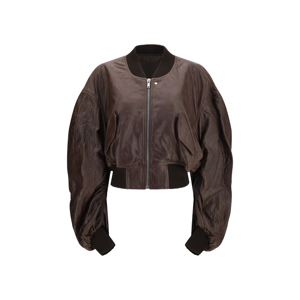 Rick Owens Brown Calf Leather Bos Taurus Women's Bomber