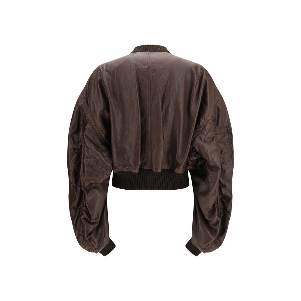 Rick Owens Brown Calf Leather Bos Taurus Women's Bomber