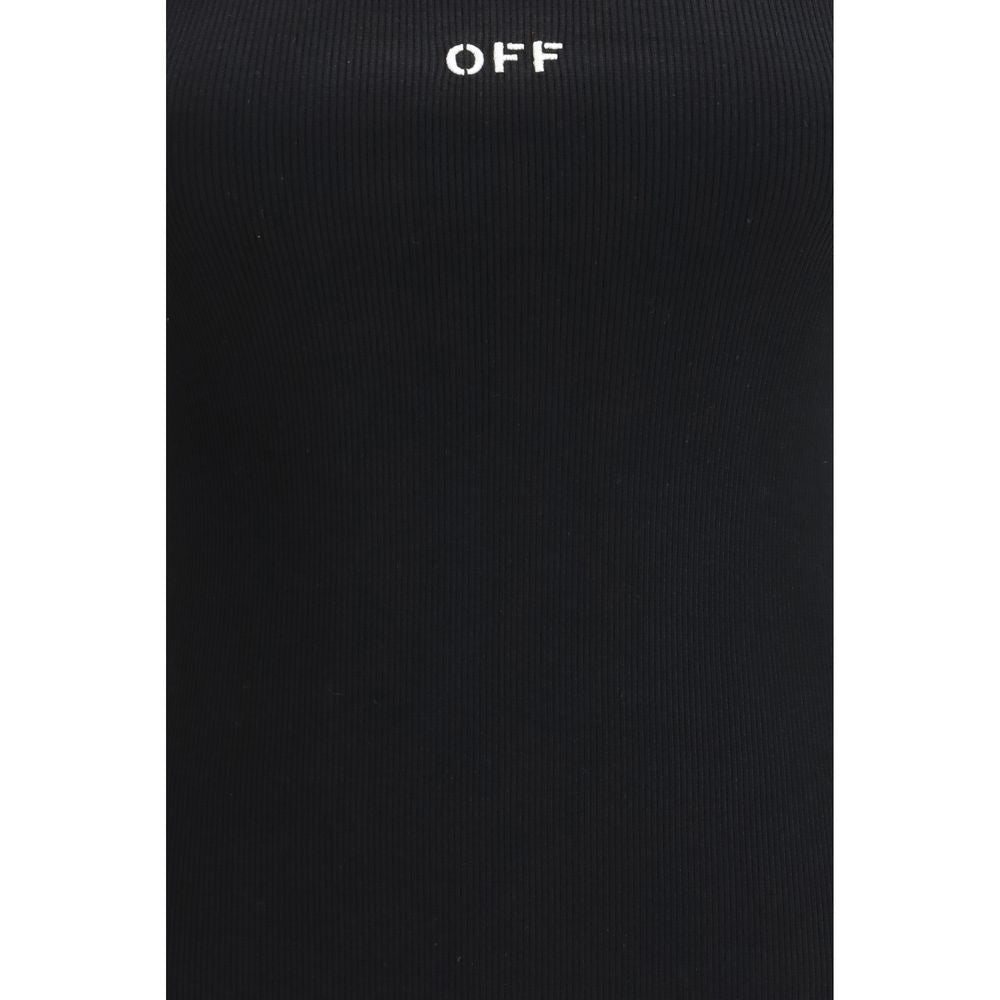 Off-White Black Cotton Sleeveles Women's T-Shirt