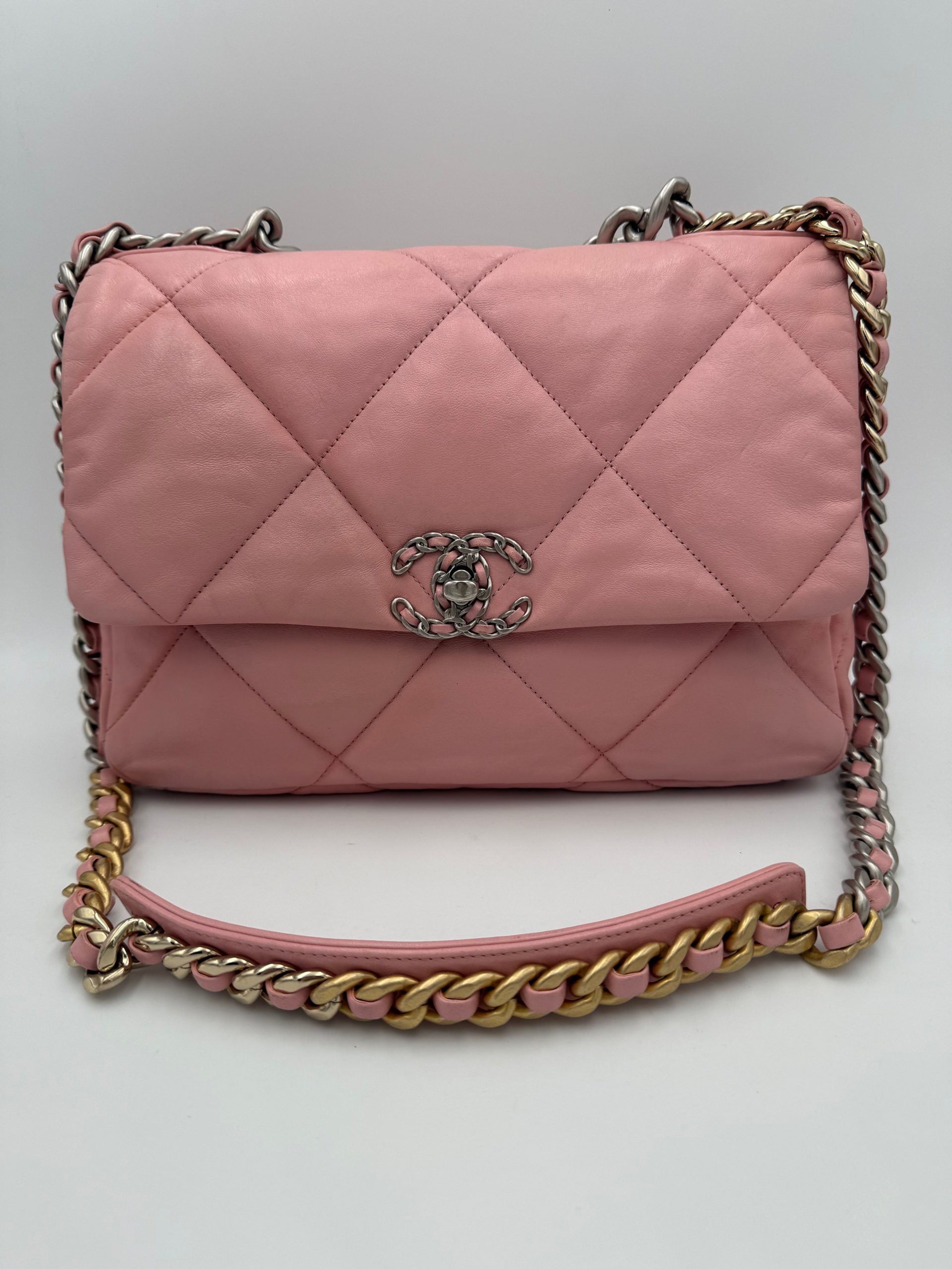 Chanel CHANEL 19 Medium Pink Women's Handbag (Pre-Owned)