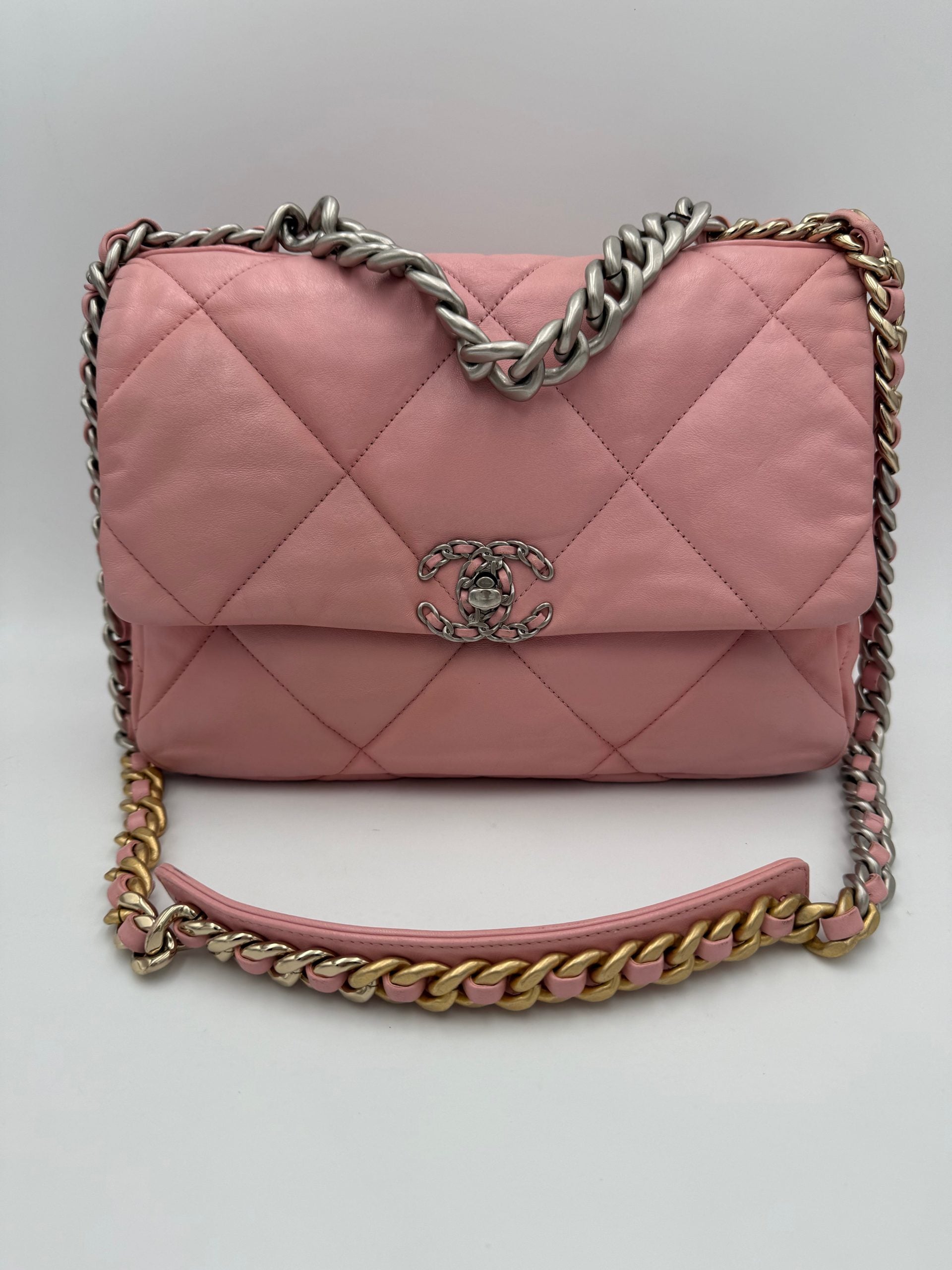 Chanel CHANEL 19 Medium Pink Women's Handbag (Pre-Owned)