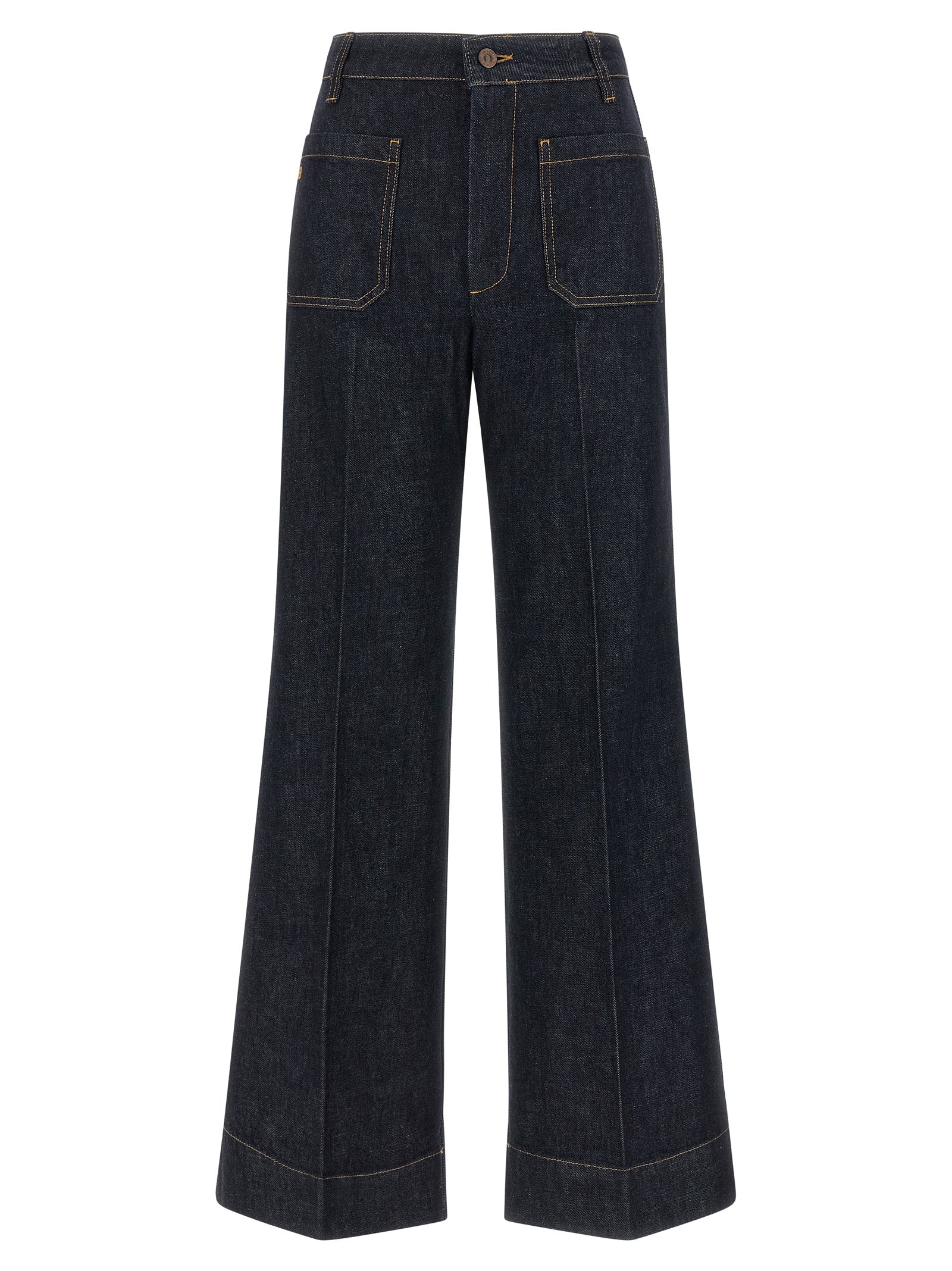 Victoria Beckham Blue Cotton Flared Women's Jeans