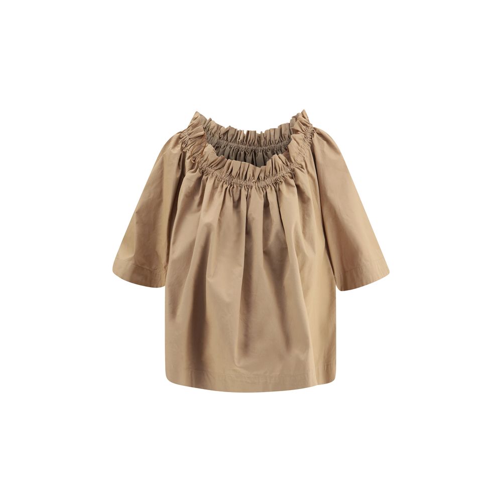 Saint Laurent Beige Cotton Shortsleeve Women's Shirt
