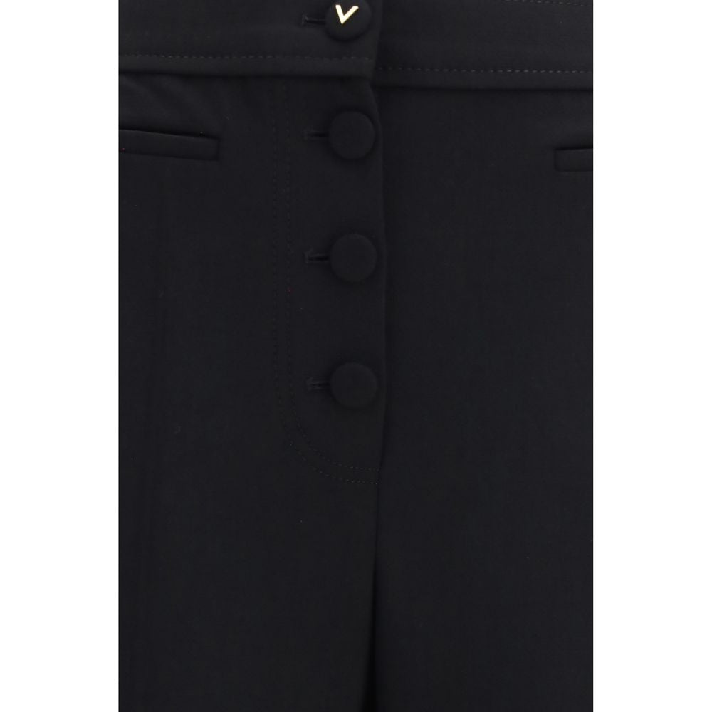 Valentino Garavani Black Wool Oves Aries Flared Women's Pants