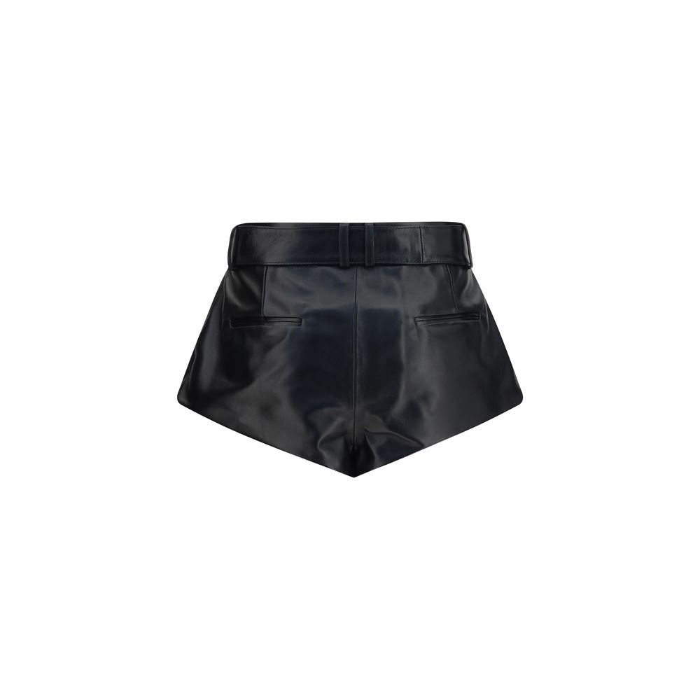 Magda Butrym Black Lambskin Bermuda Women's Shorts