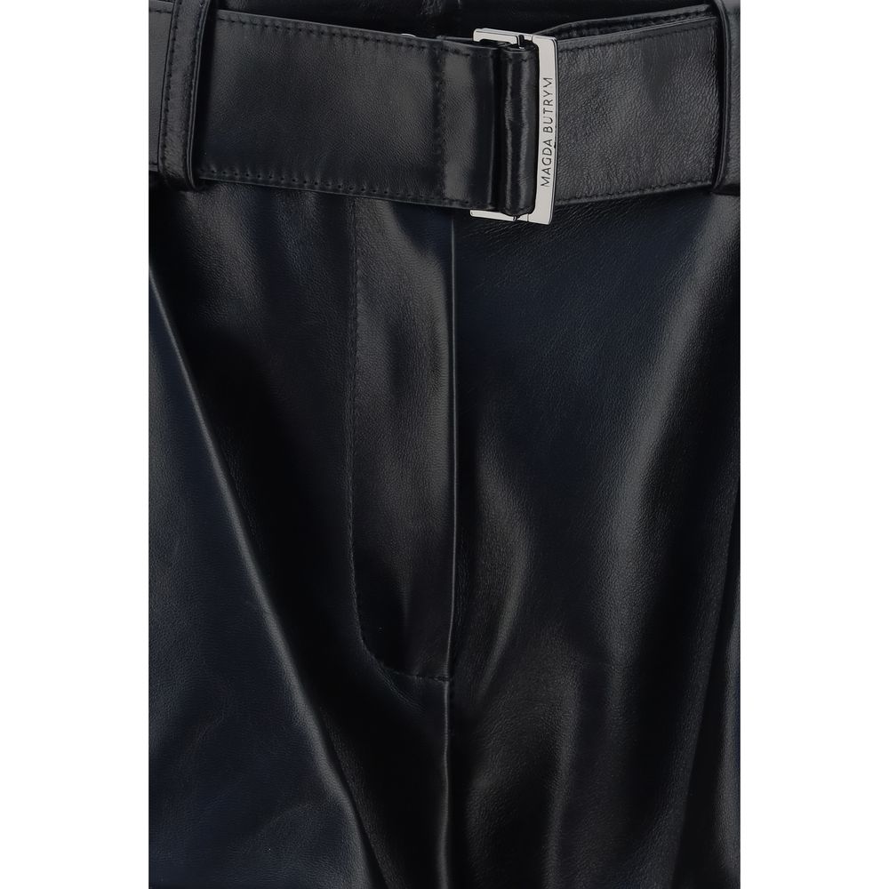 Magda Butrym Black Lambskin Bermuda Women's Shorts