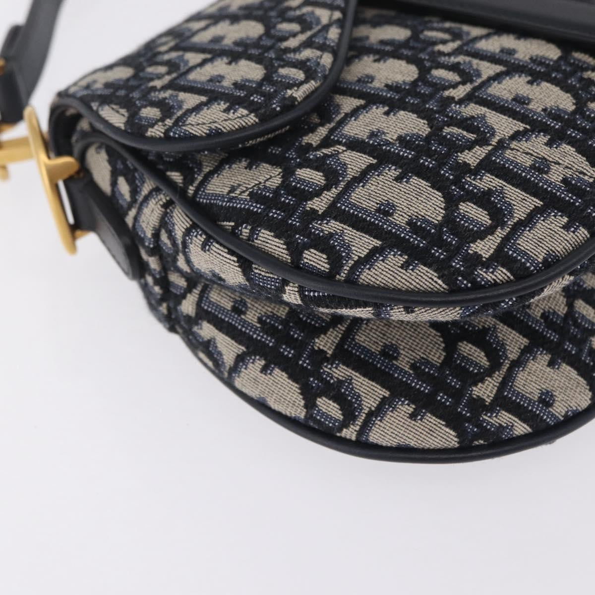 Christian Dior Saddle Oblique Canvas Navy Canvas Handbag (Pre-Owned)