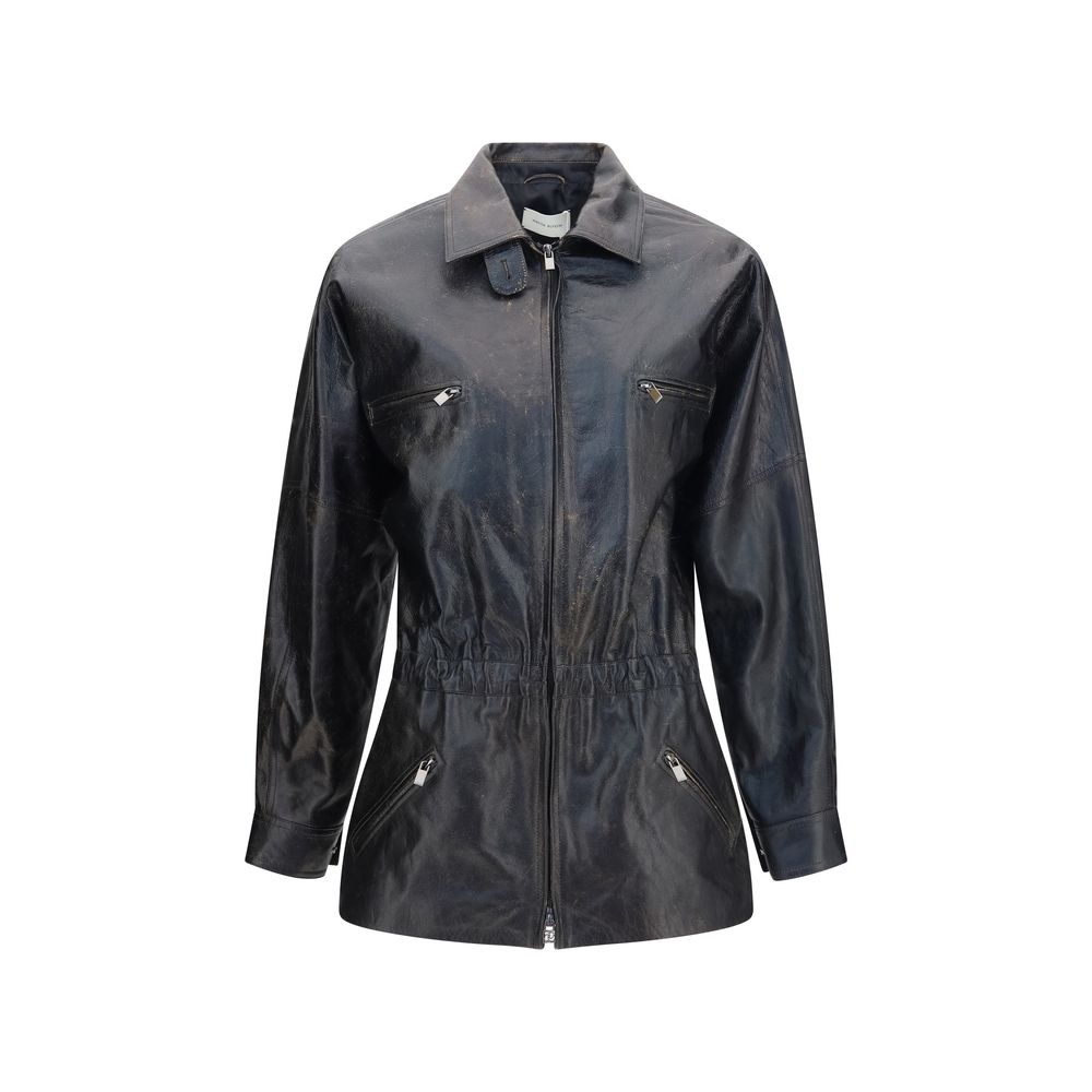 Magda Butrym Black Lambskin Leather Women's Jacket