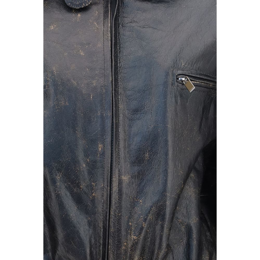 Magda Butrym Black Lambskin Leather Women's Jacket