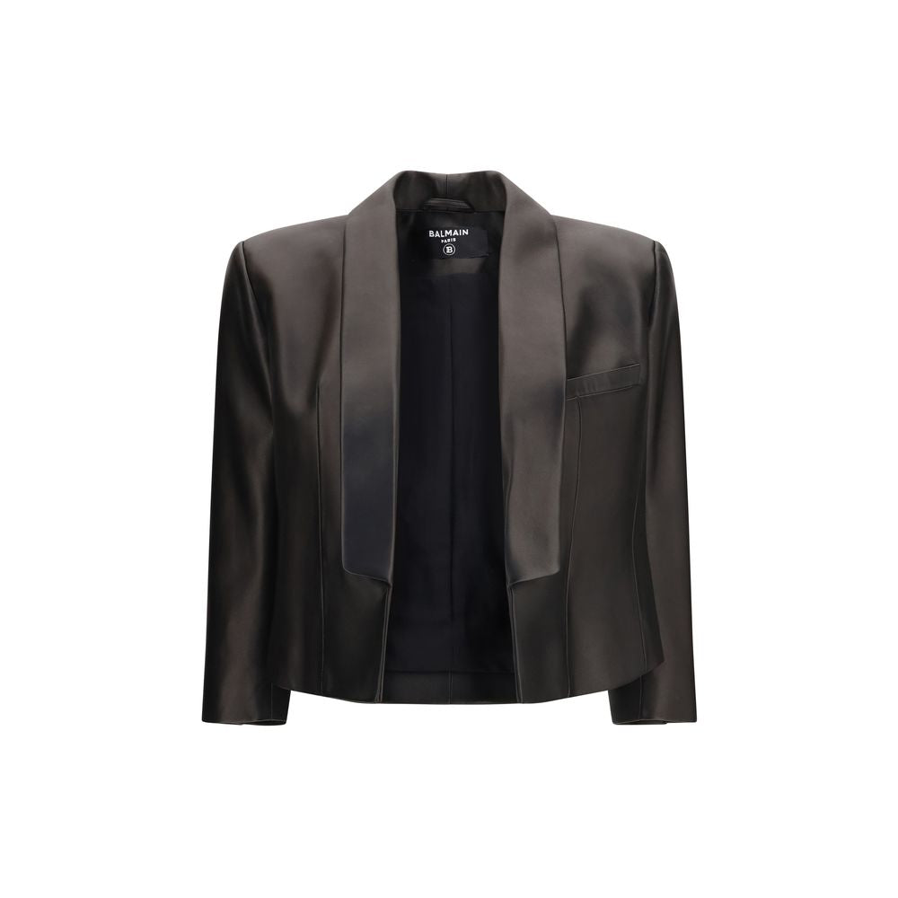 Balmain Black Lamb Ovis Aries Aries Leather Women's Jacket