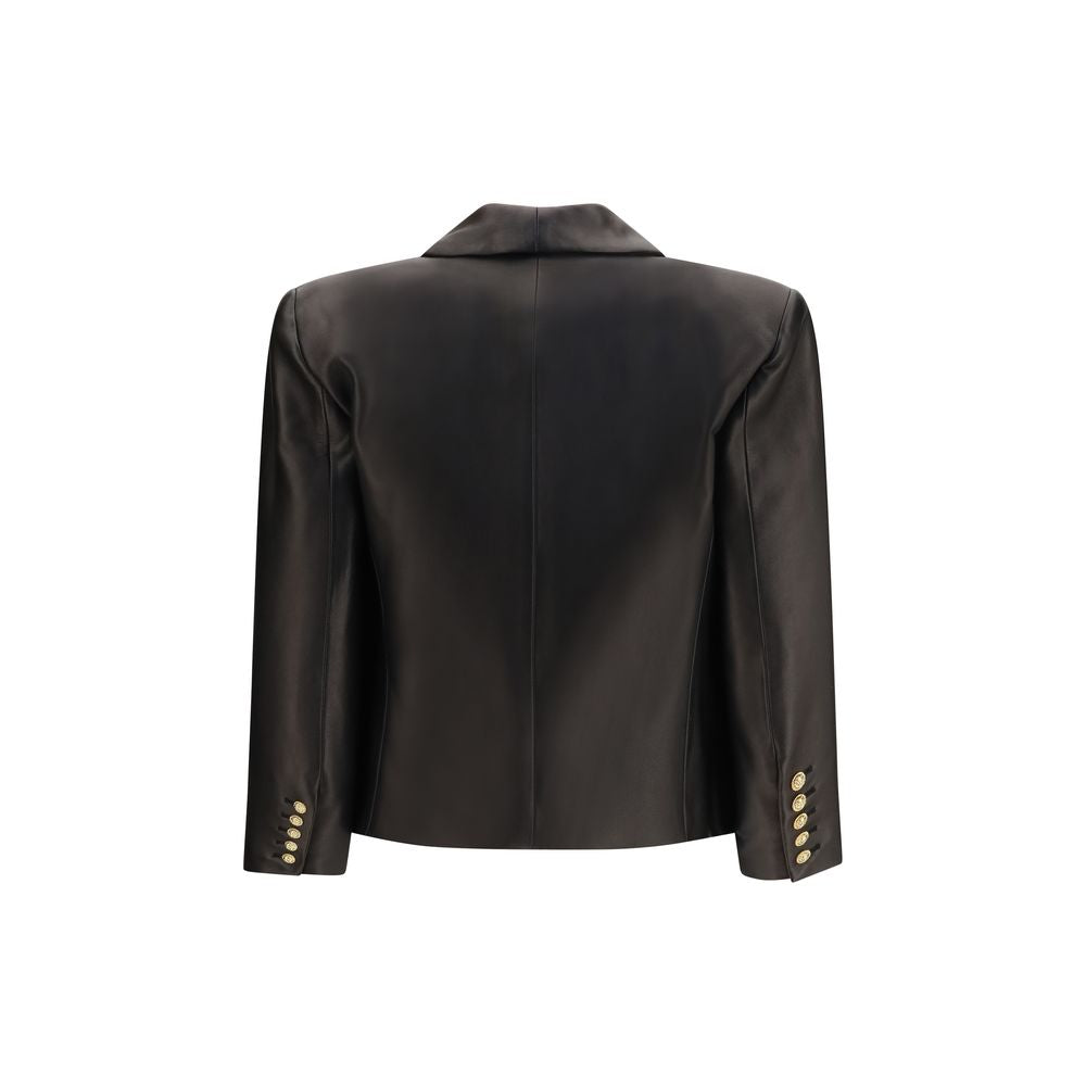 Balmain Black Lamb Ovis Aries Aries Leather Women's Jacket