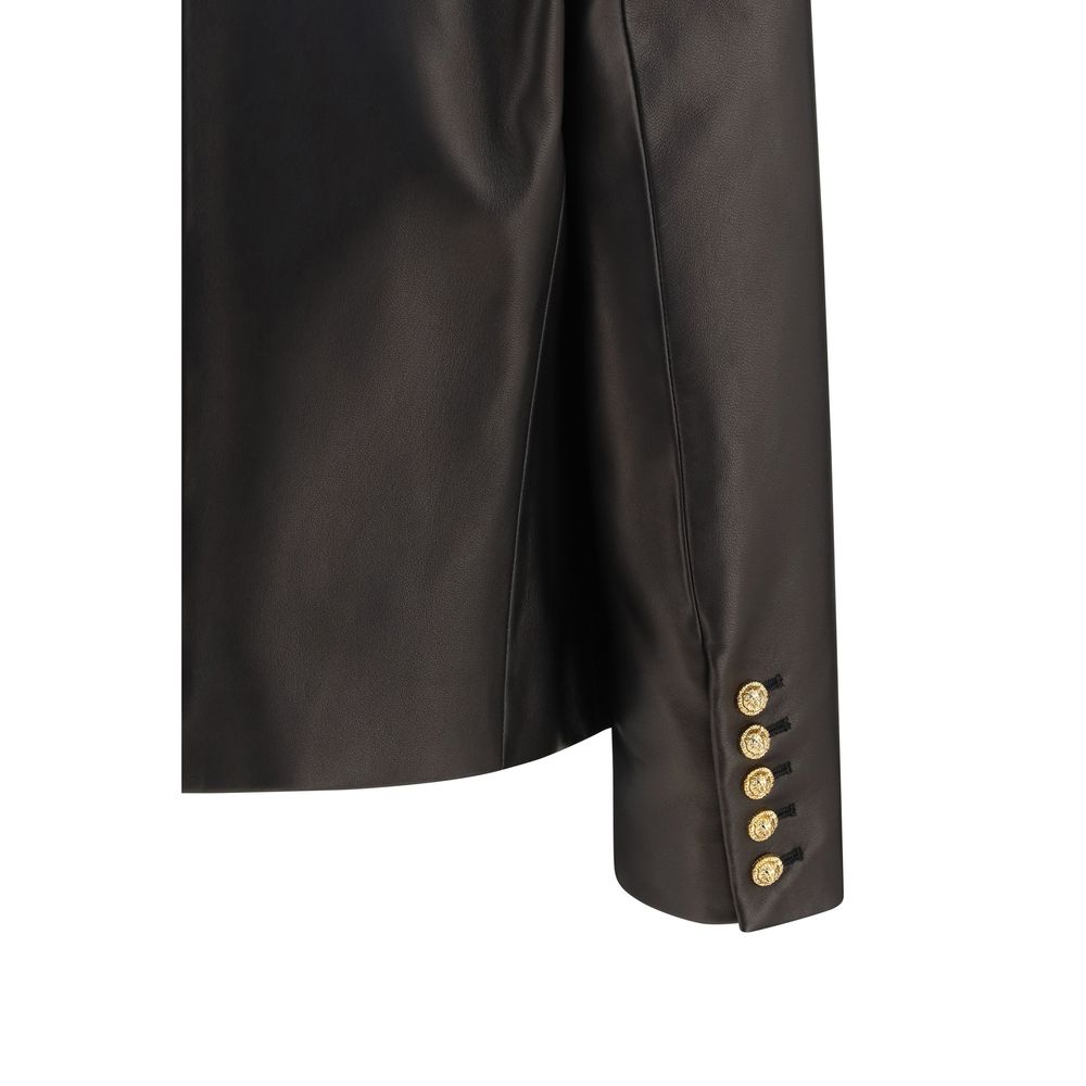 Balmain Black Lamb Ovis Aries Aries Leather Women's Jacket