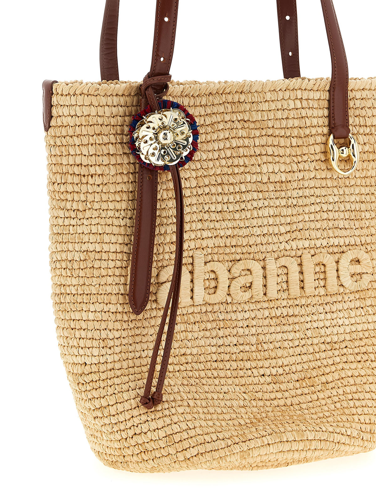 Paco Rabanne Beige Raffia Tote Women's Bag