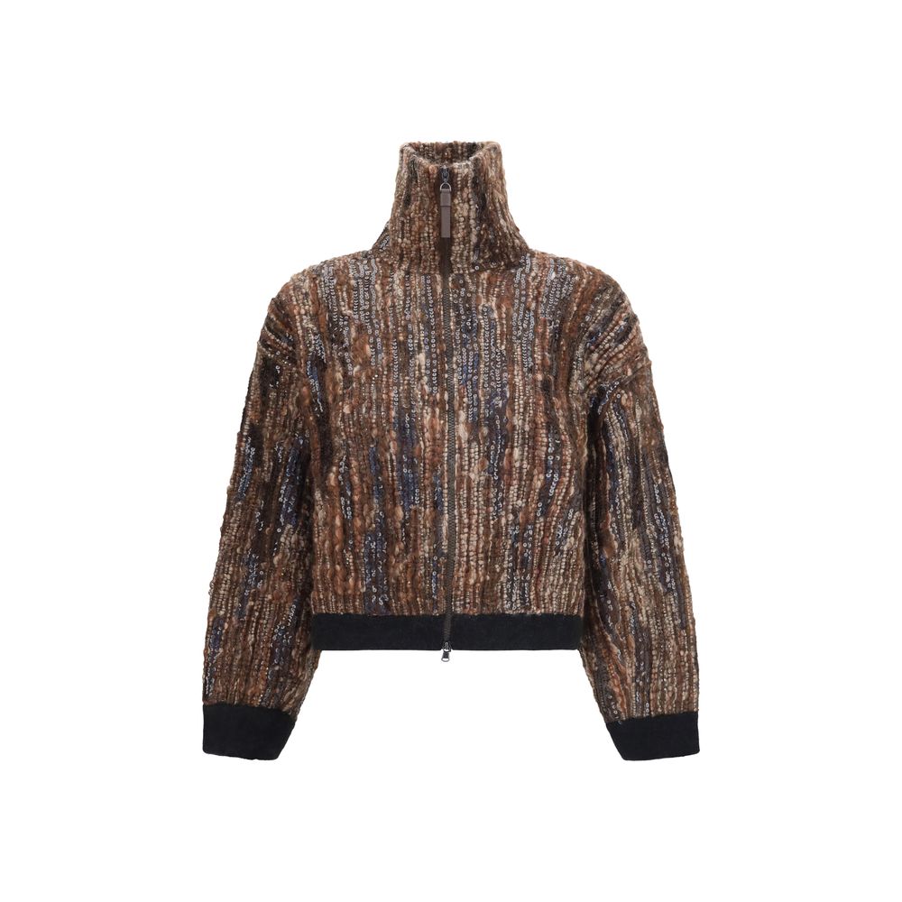 Brunello Cucinelli Brown Mohair Full-Length Women's Jacket