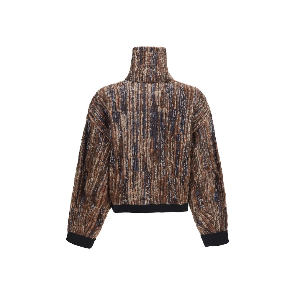 Brunello Cucinelli Brown Mohair Full-Length Women's Jacket