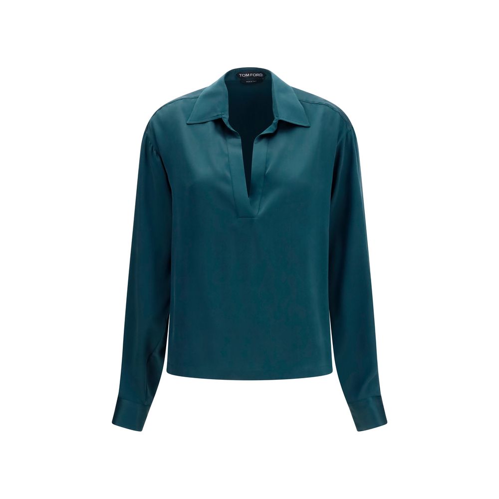 Tom Ford Blue Silk Dress Women's Shirt