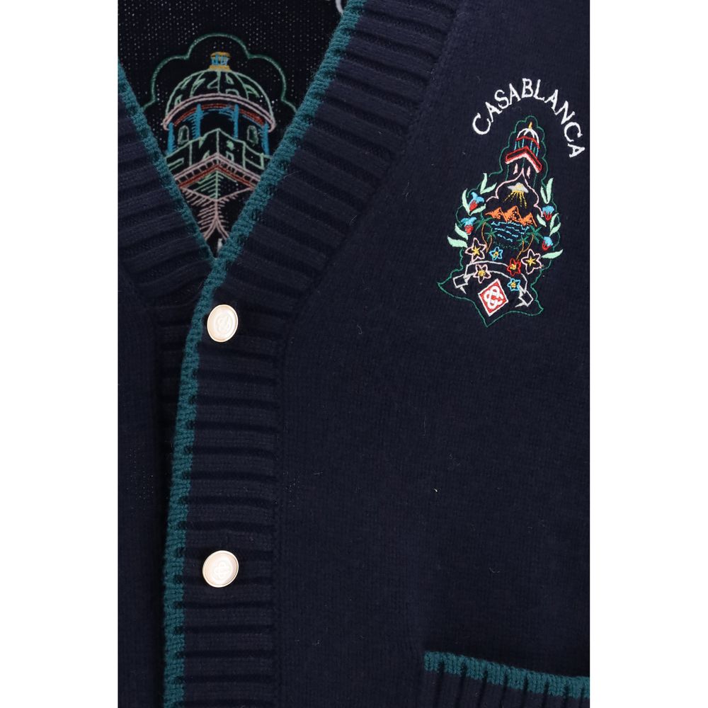 Casablanca Blue Wool Oves Aries Men's Cardigan