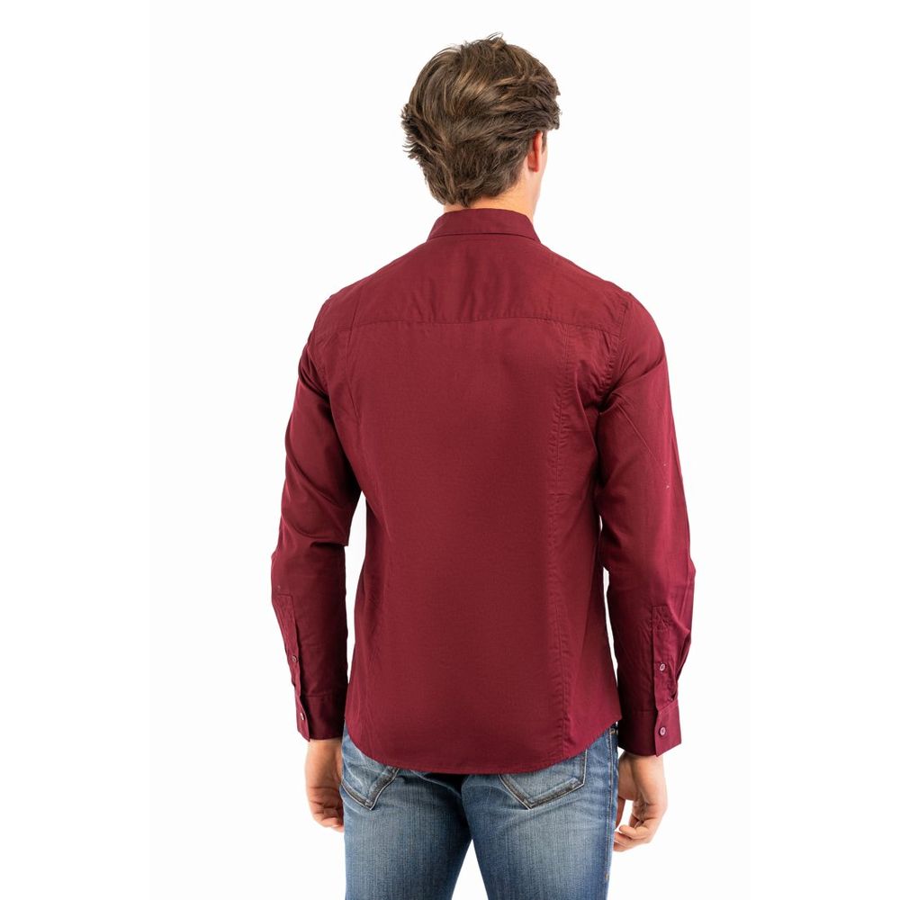Bikkembergs Bordeaux Cotton Dress Men's Shirt
