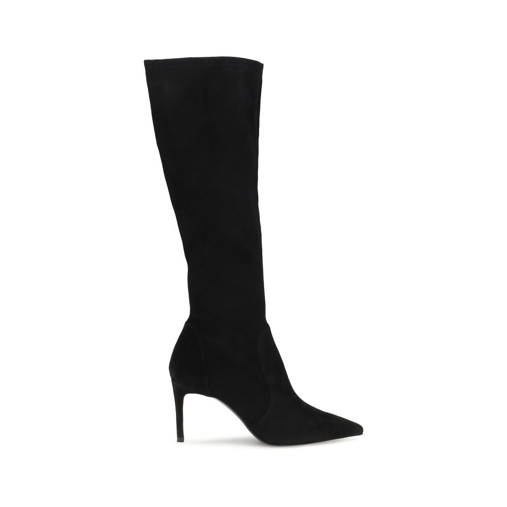 Stuart Weitzman Black Calf Leather Bos Taurus Women's Boots