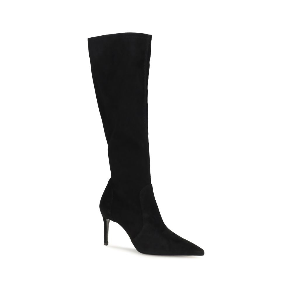Stuart Weitzman Black Calf Leather Bos Taurus Women's Boots