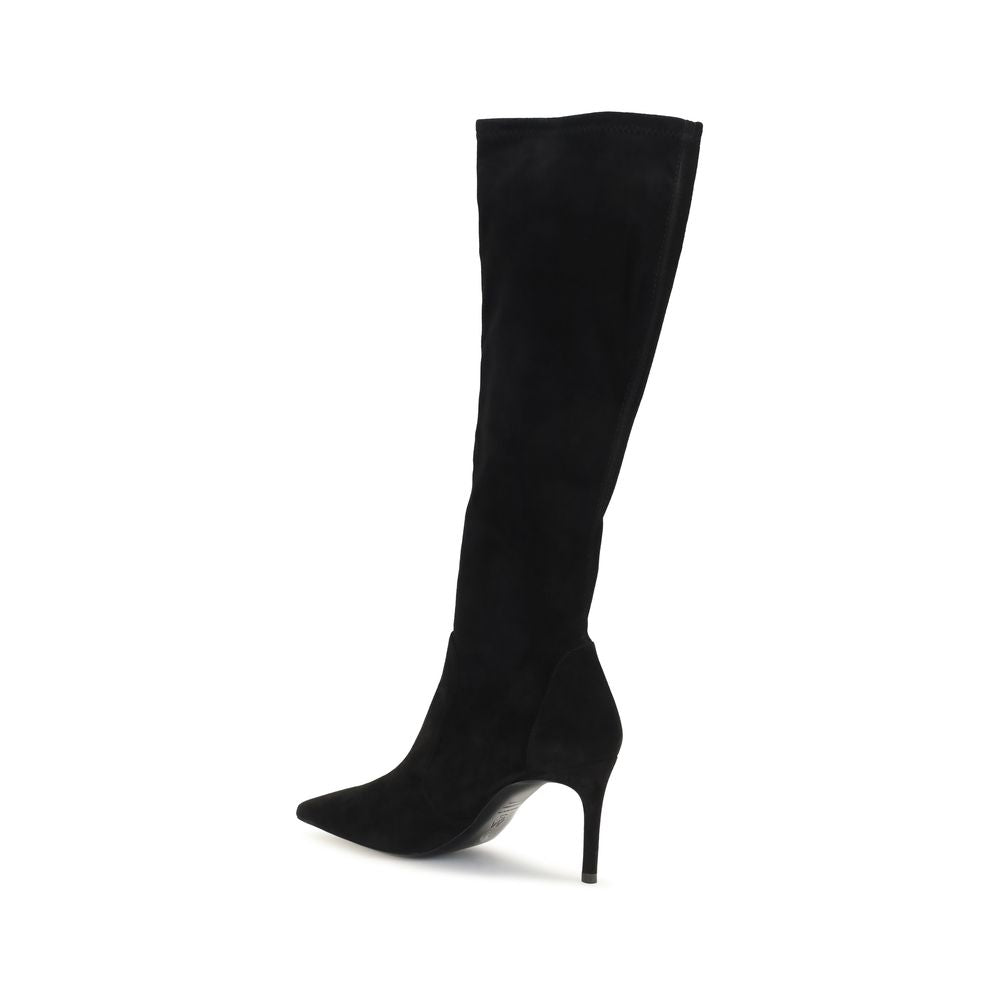 Stuart Weitzman Black Calf Leather Bos Taurus Women's Boots