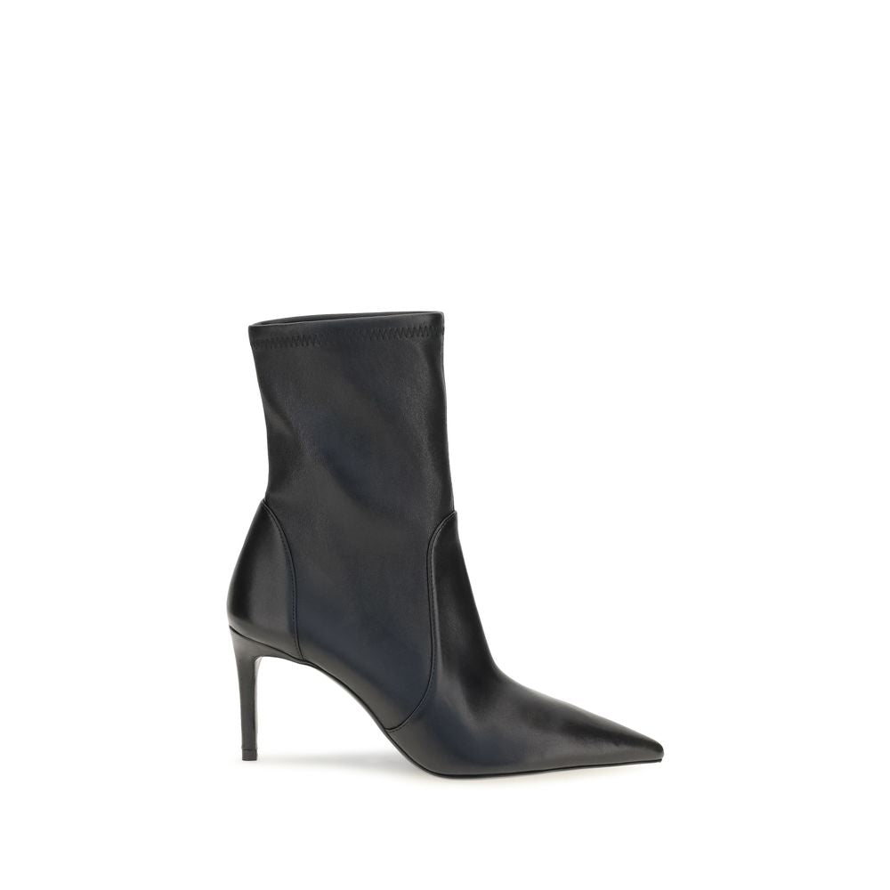 Stuart Weitzman Black Calf Leather Bos Taurus Ankle Women's Boots