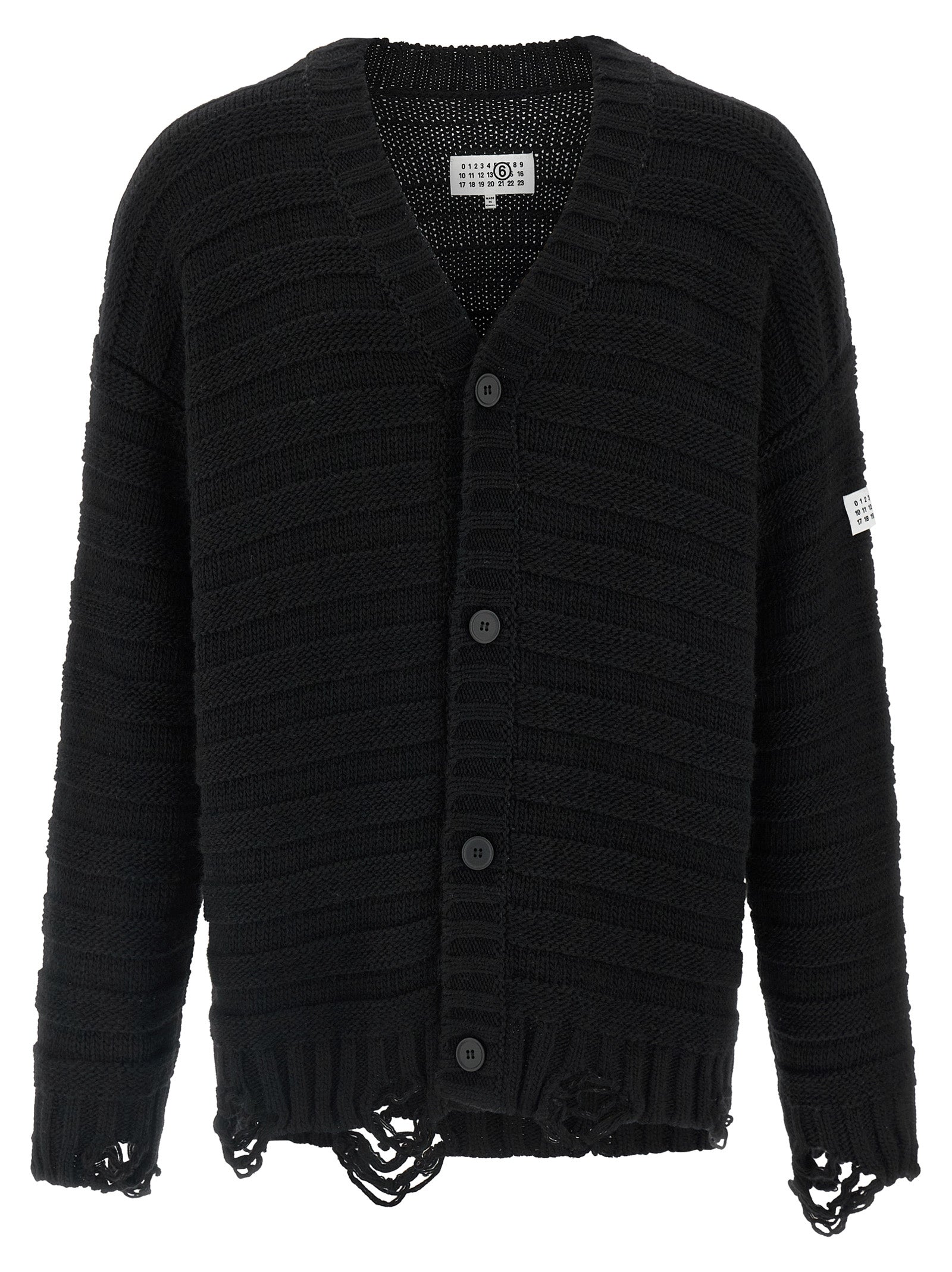 MM6 Maison Margiela Black Virgin Wool Men's Cardigan
