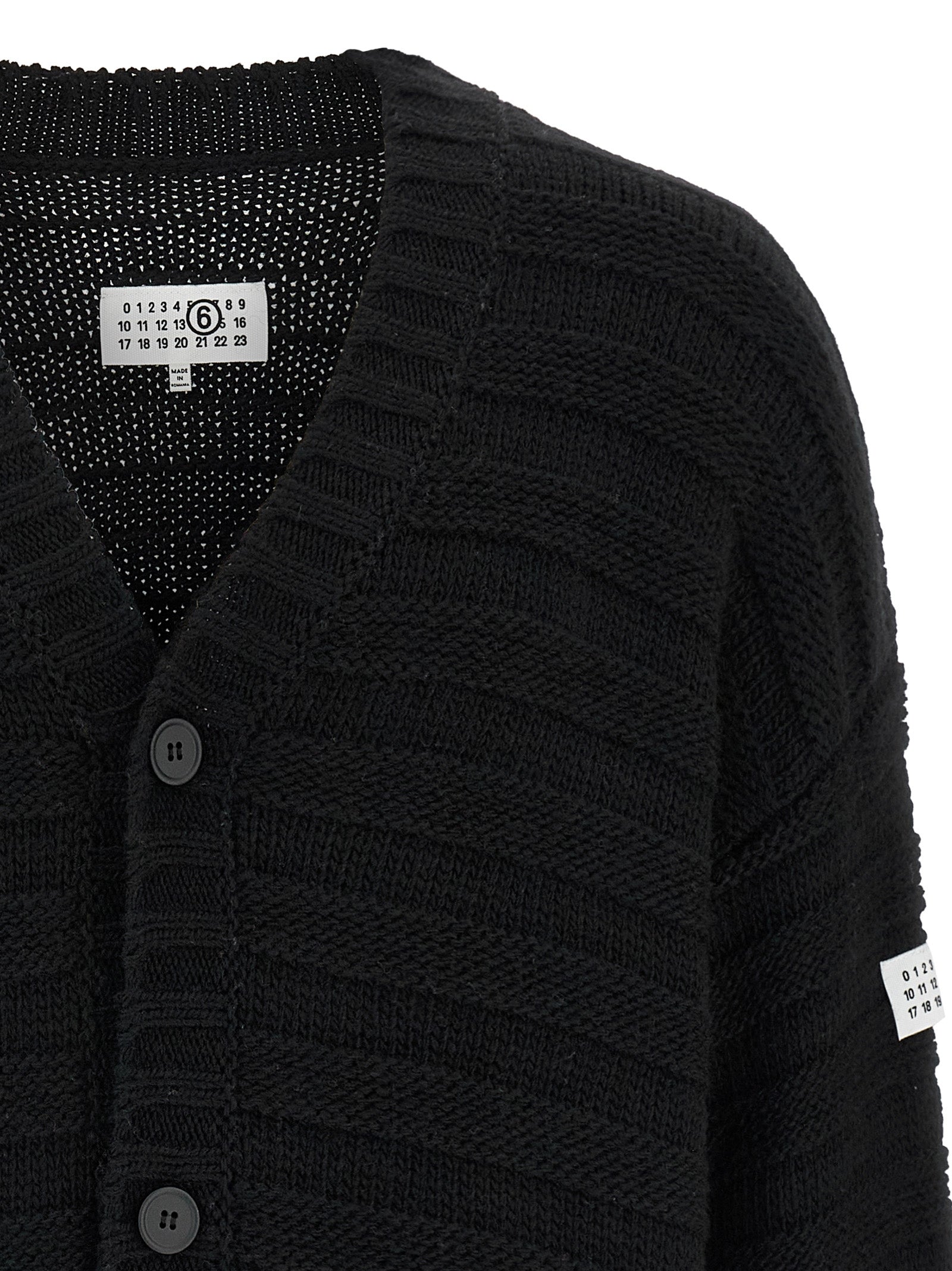 MM6 Maison Margiela Black Virgin Wool Men's Cardigan