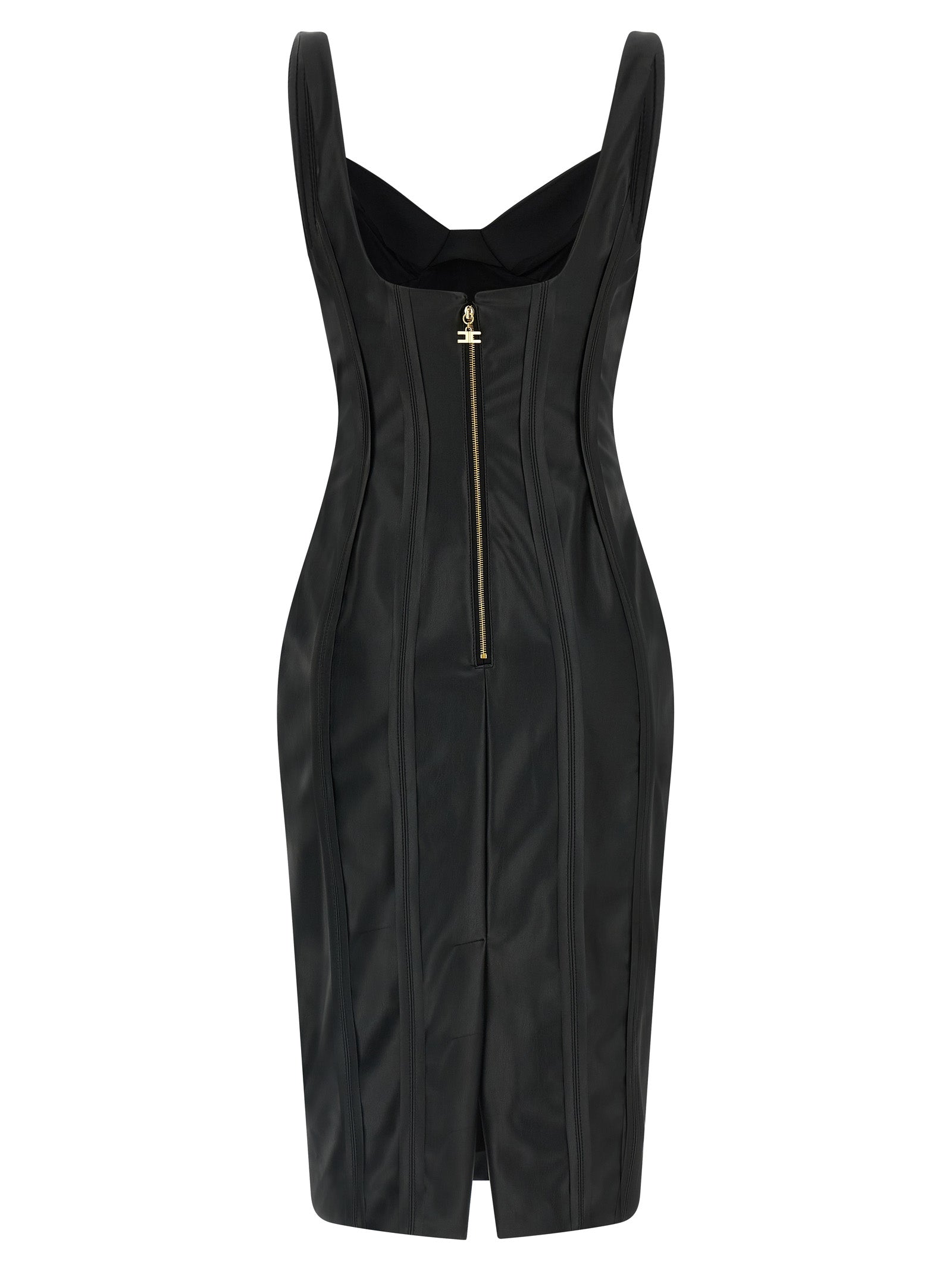 Elisabetta Franchi Black Viscose Midi Women's Dress