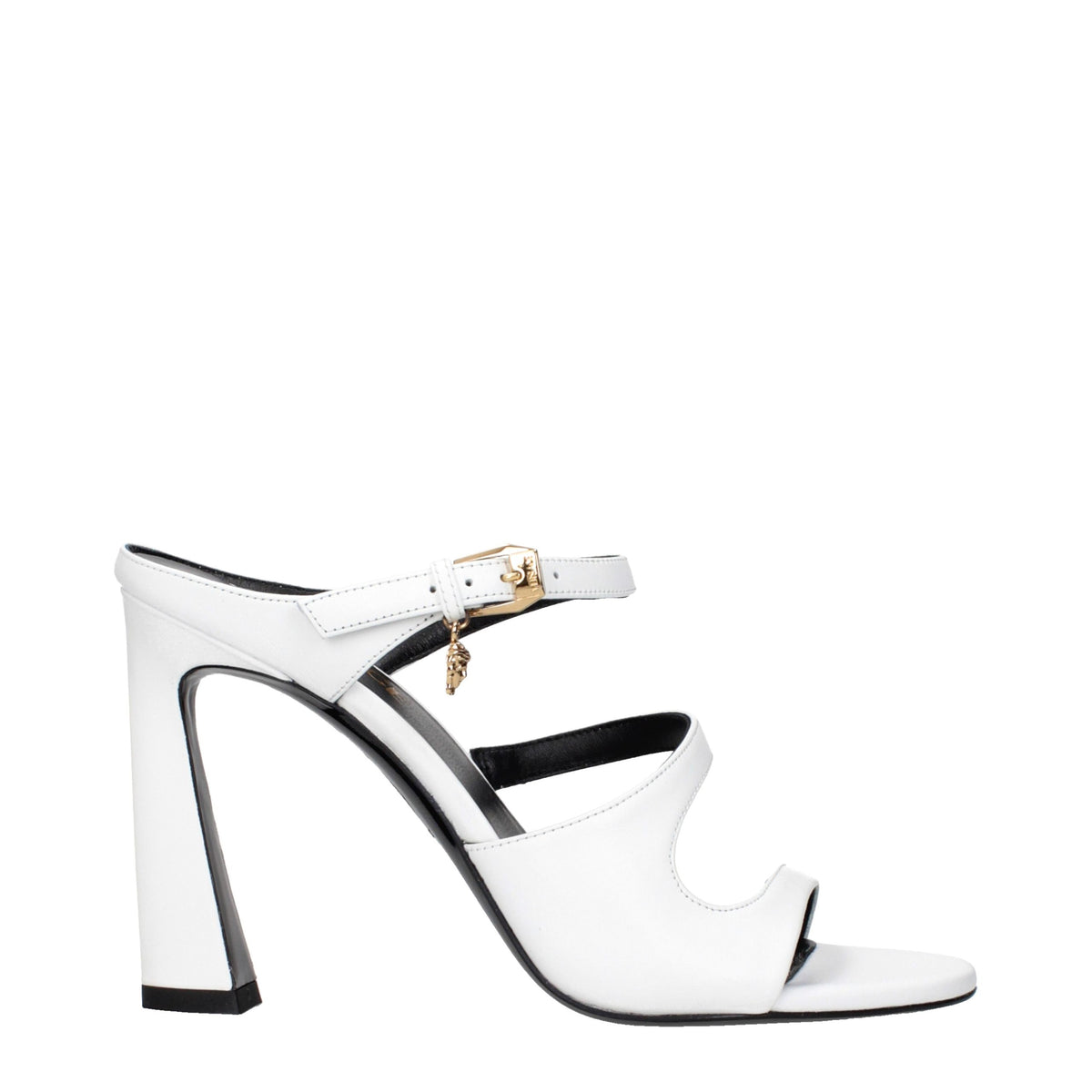 Versace White Leather Stiletto Heel Women's Sandals