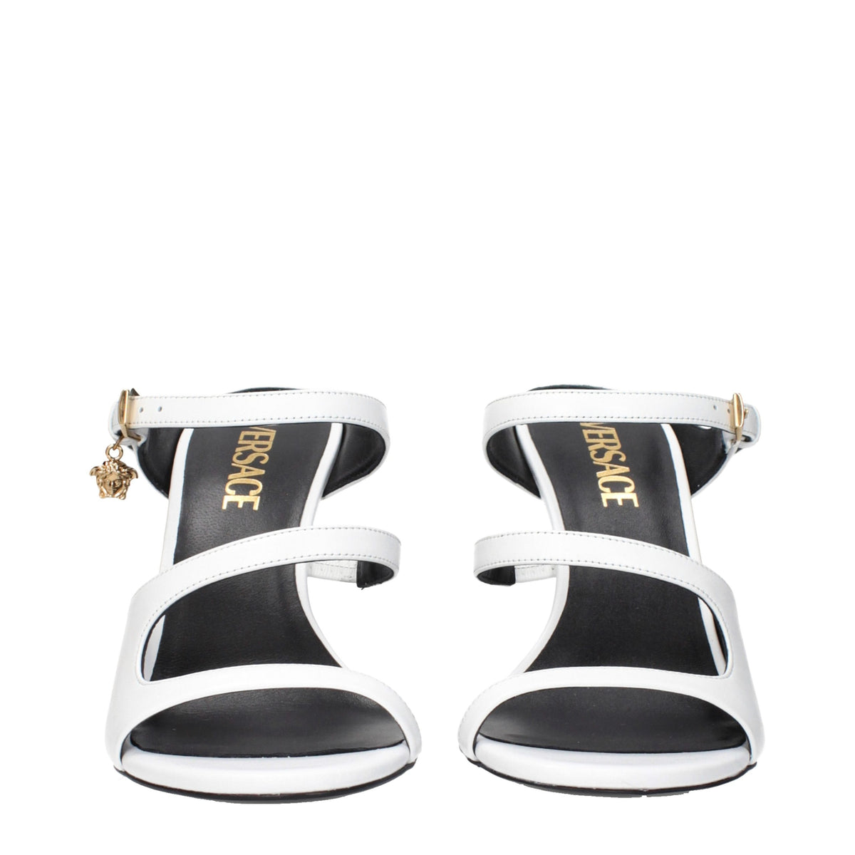Versace White Leather Stiletto Heel Women's Sandals