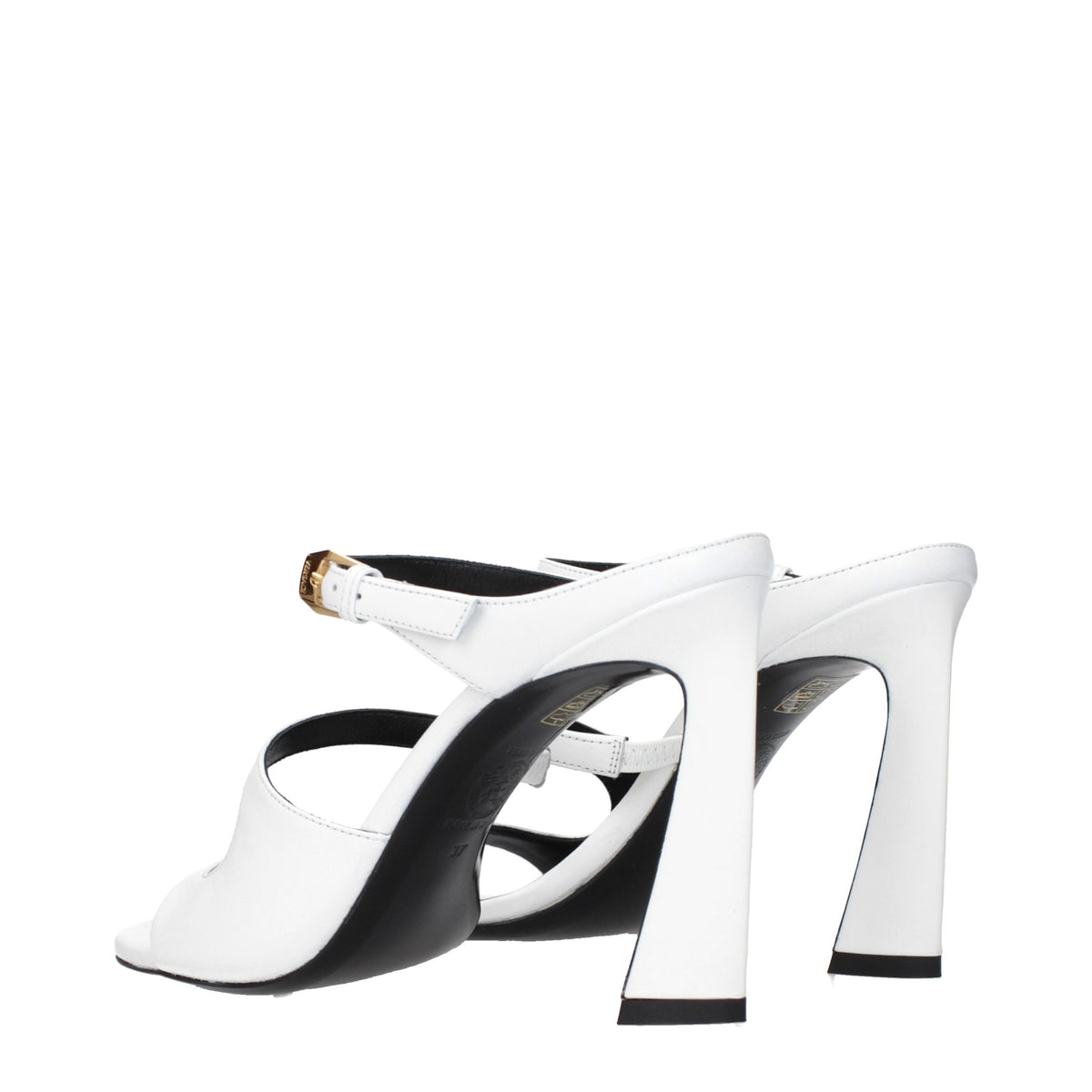 Versace White Leather Stiletto Heel Women's Sandals