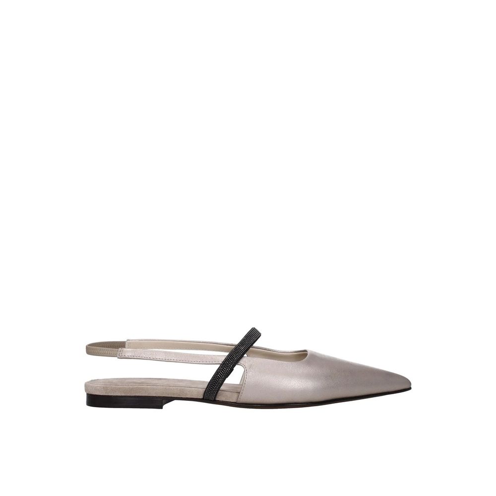 Brunello Cucinelli Beige Leather Women's Mules